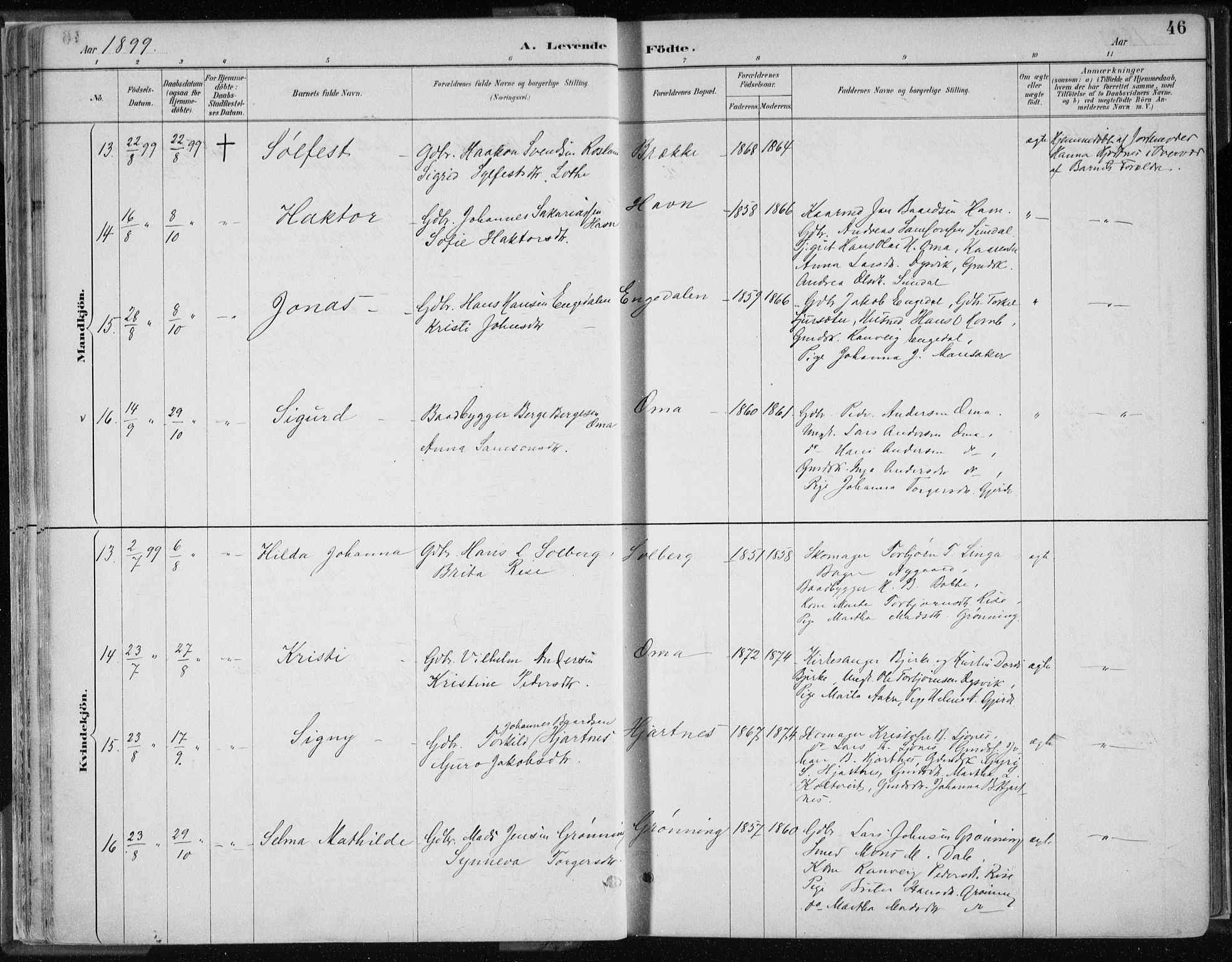 Strandebarm sokneprestembete, AV/SAB-A-78401/H/Haa: Parish register (official) no. B  1, 1886-1908, p. 46