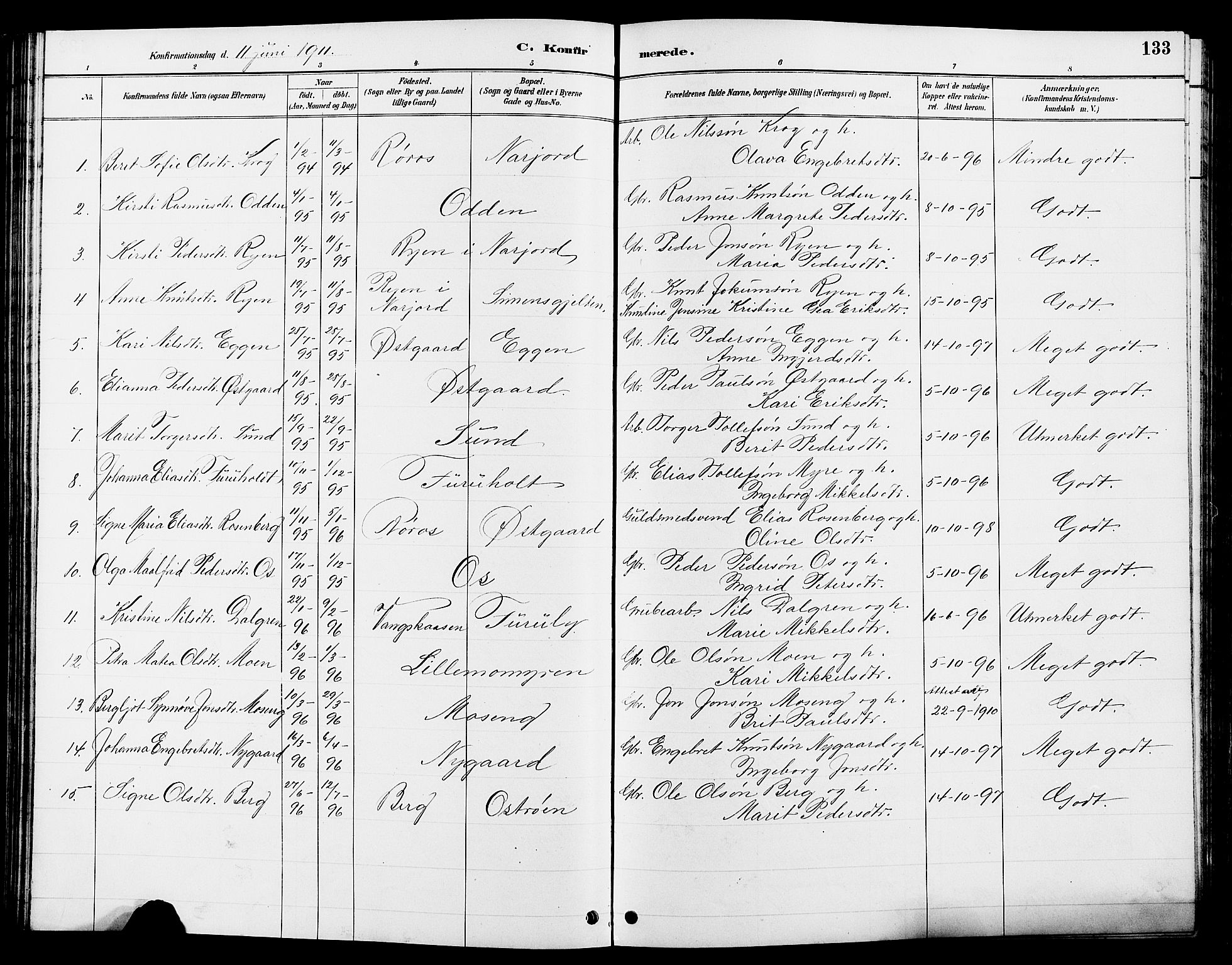 Tolga prestekontor, AV/SAH-PREST-062/L/L0008: Parish register (copy) no. 8, 1887-1912, p. 133