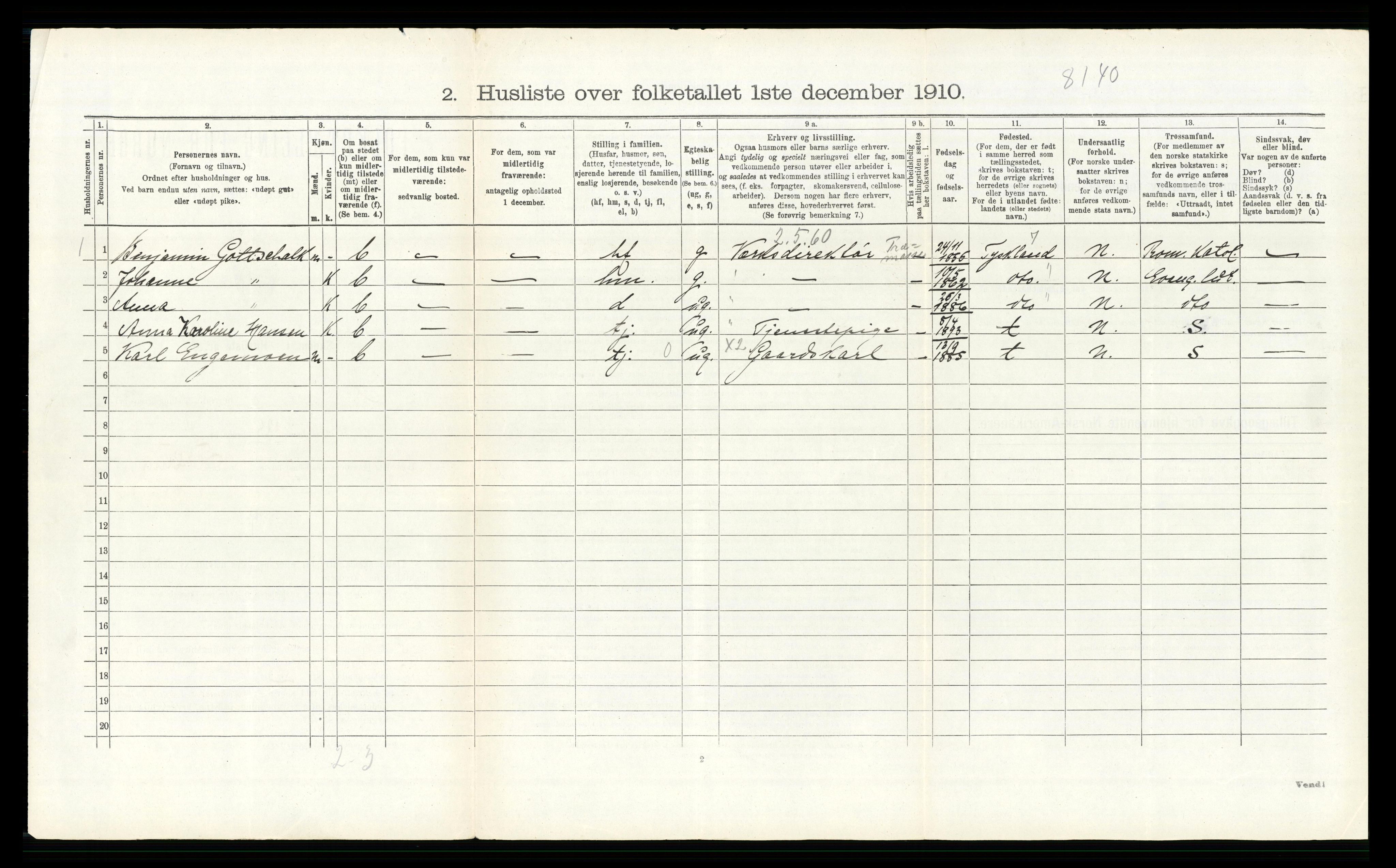 RA, 1910 census for Modum, 1910, p. 3025