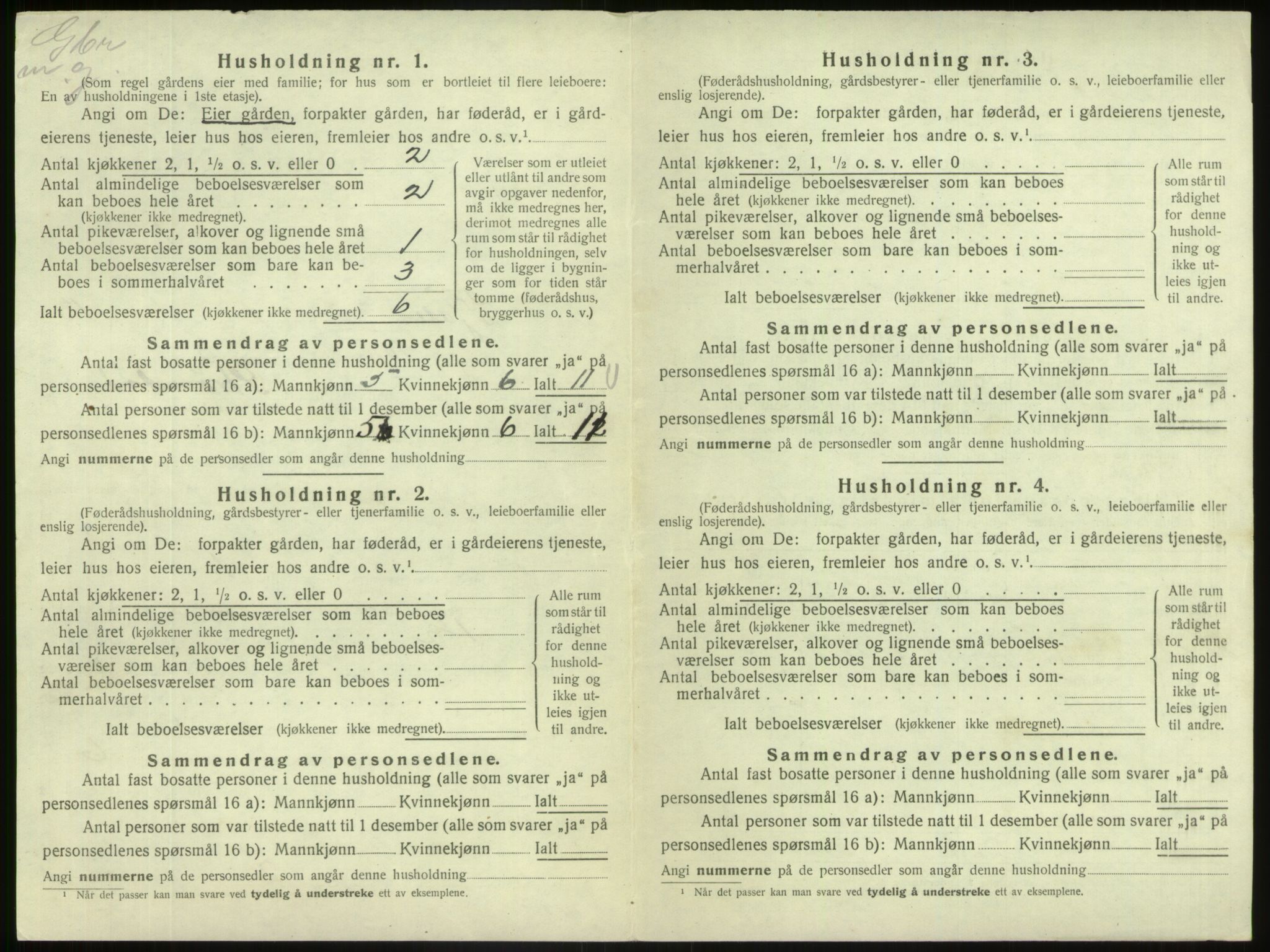 SAB, 1920 census for Fjaler, 1920, p. 1061