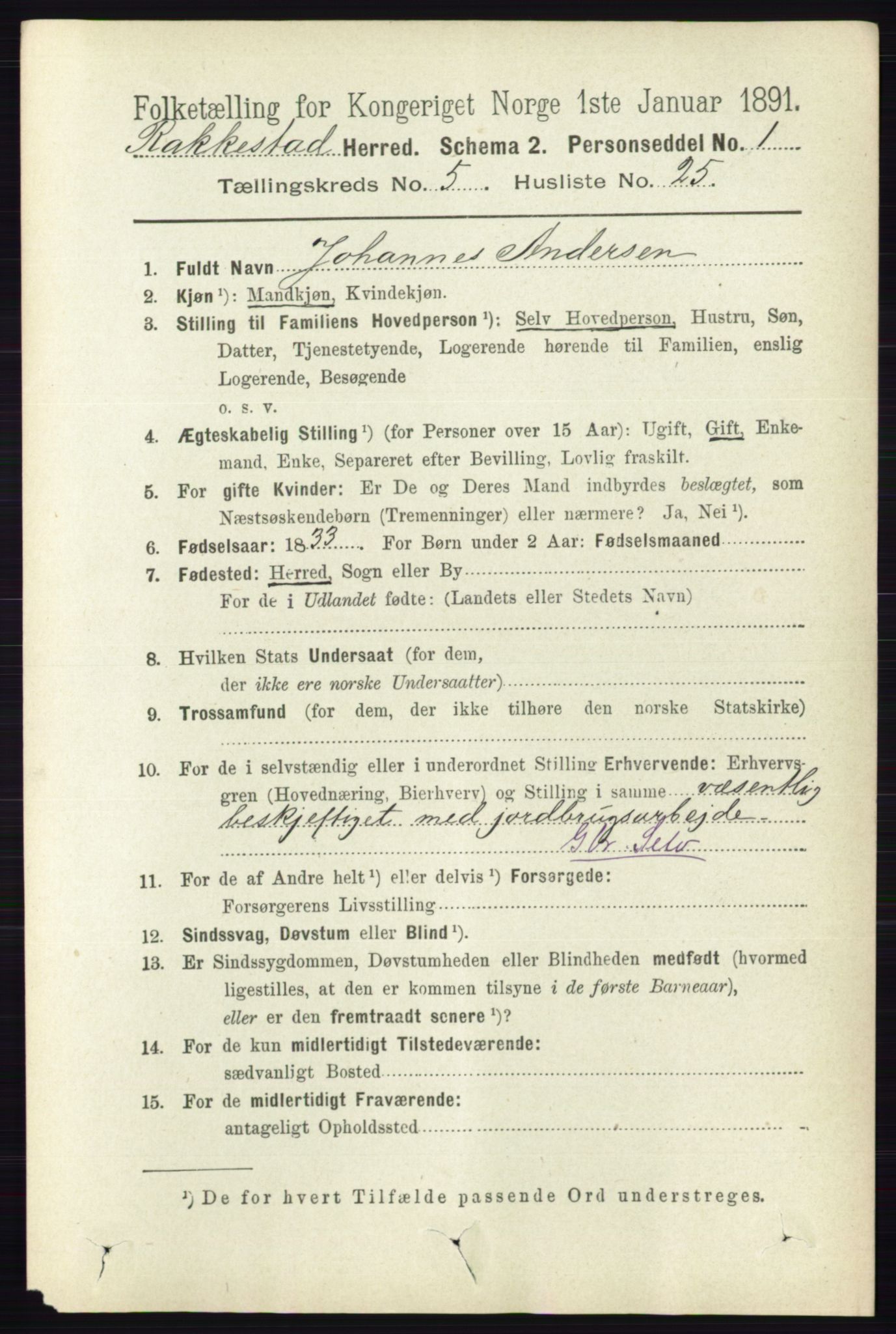 RA, 1891 census for 0128 Rakkestad, 1891, p. 2375