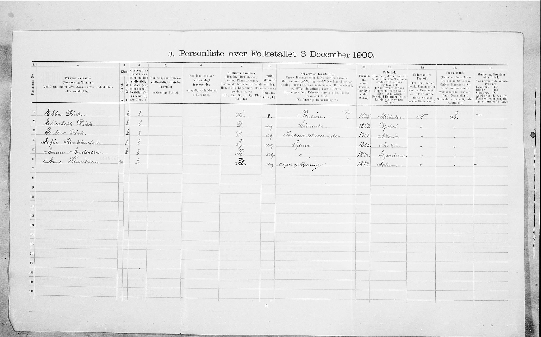 SAO, 1900 census for Kristiania, 1900, p. 88343