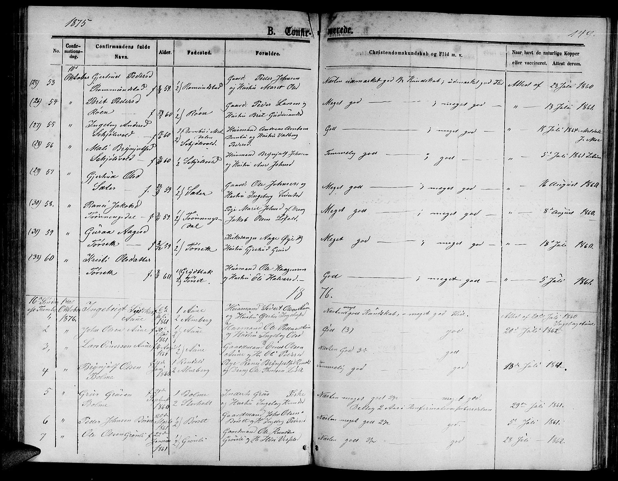 Ministerialprotokoller, klokkerbøker og fødselsregistre - Møre og Romsdal, SAT/A-1454/598/L1076: Parish register (copy) no. 598C01, 1867-1878, p. 149