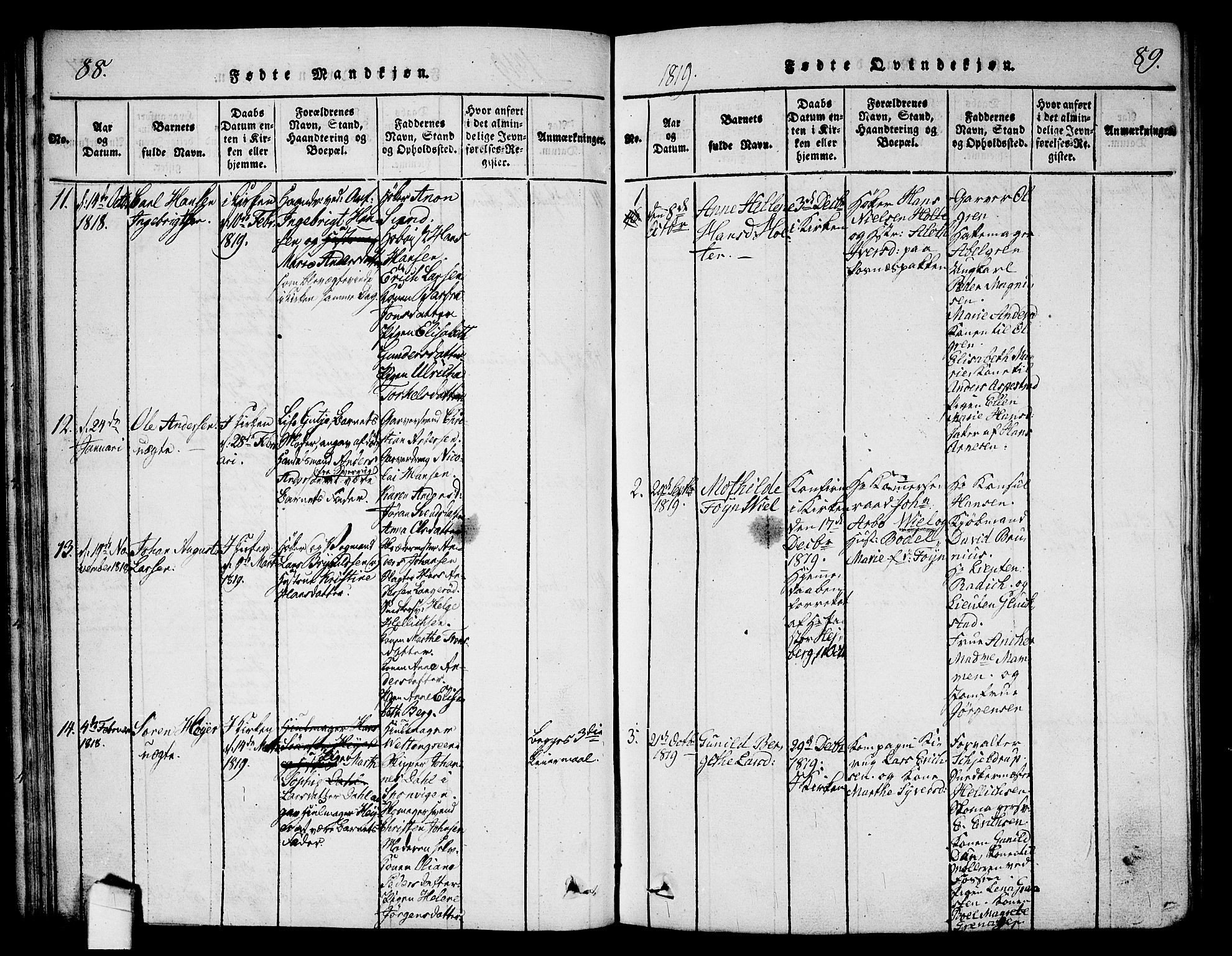 Halden prestekontor Kirkebøker, SAO/A-10909/G/Ga/L0001: Parish register (copy) no. 1, 1815-1833, p. 88-89