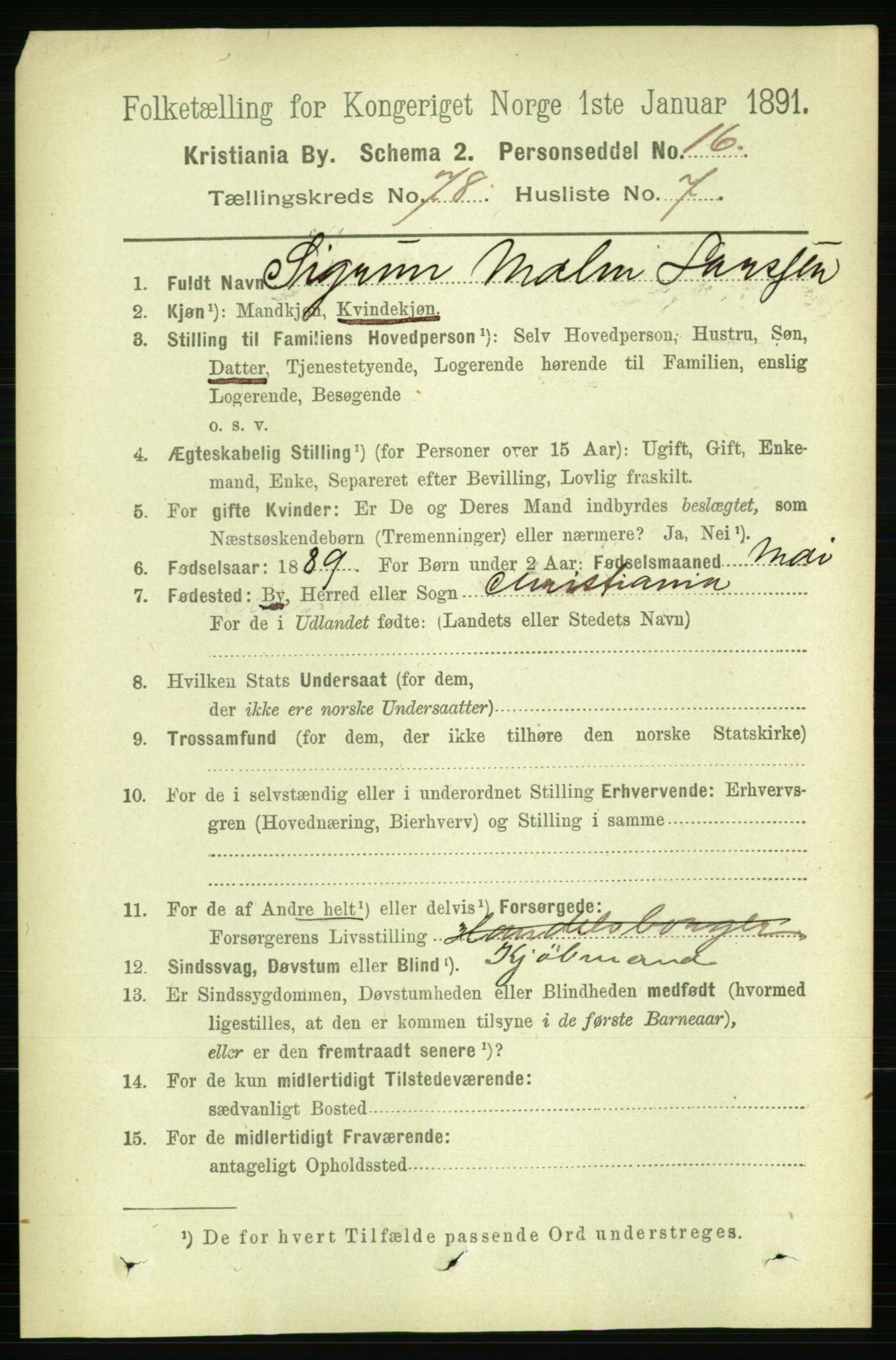 RA, 1891 census for 0301 Kristiania, 1891, p. 40970