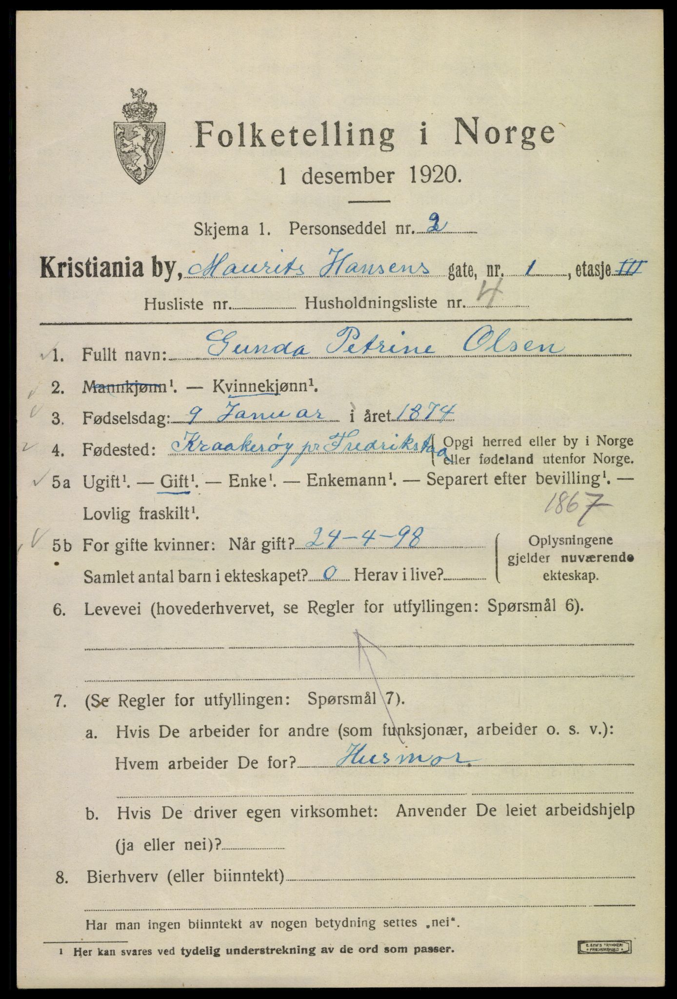 SAO, 1920 census for Kristiania, 1920, p. 392847