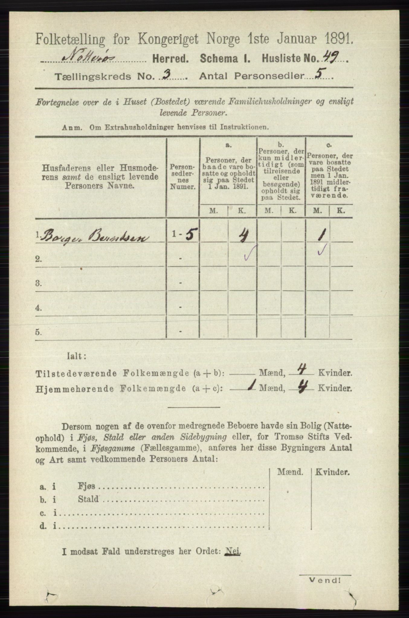 RA, 1891 census for 0722 Nøtterøy, 1891, p. 1528