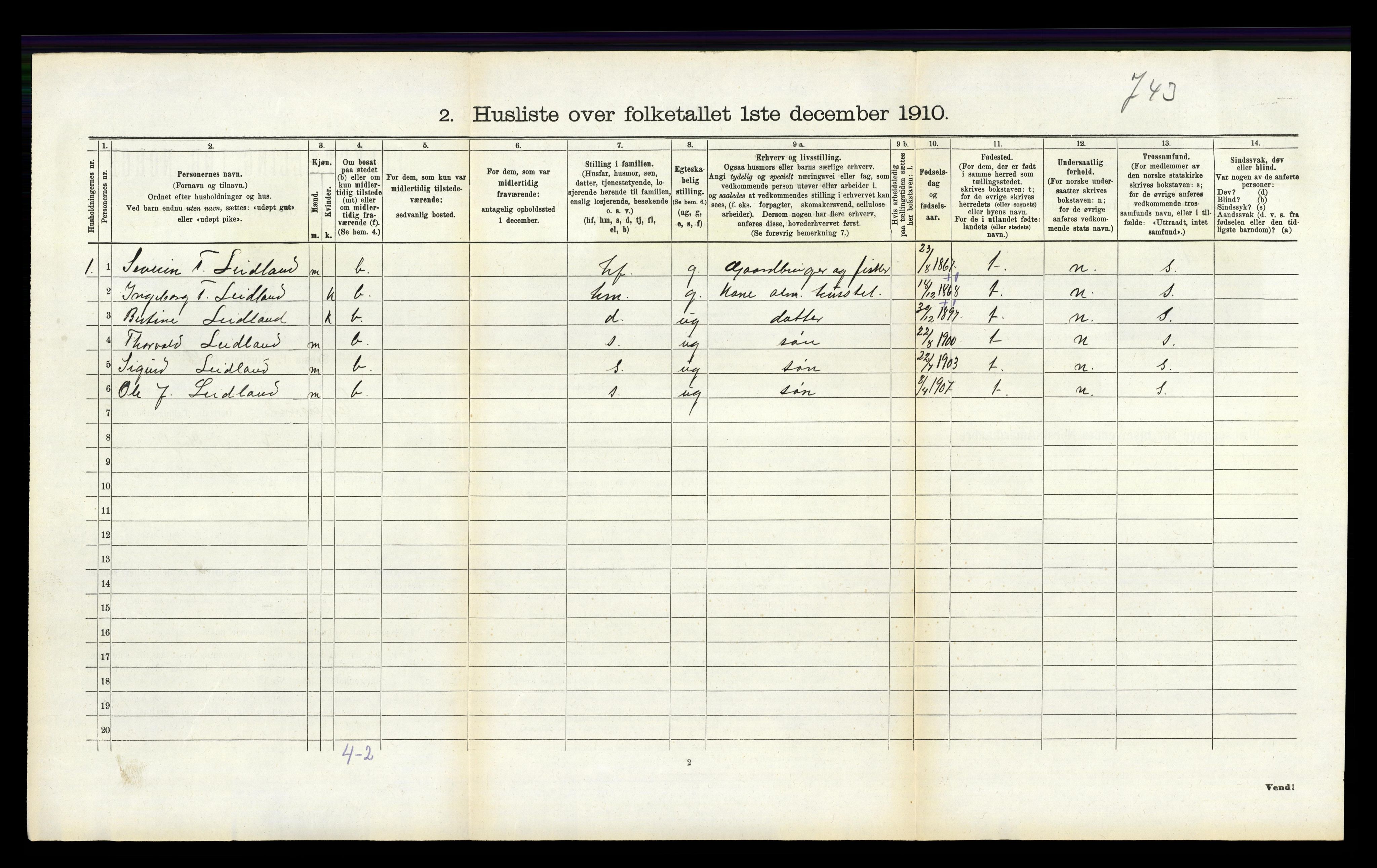 RA, 1910 census for Eigersund, 1910, p. 229