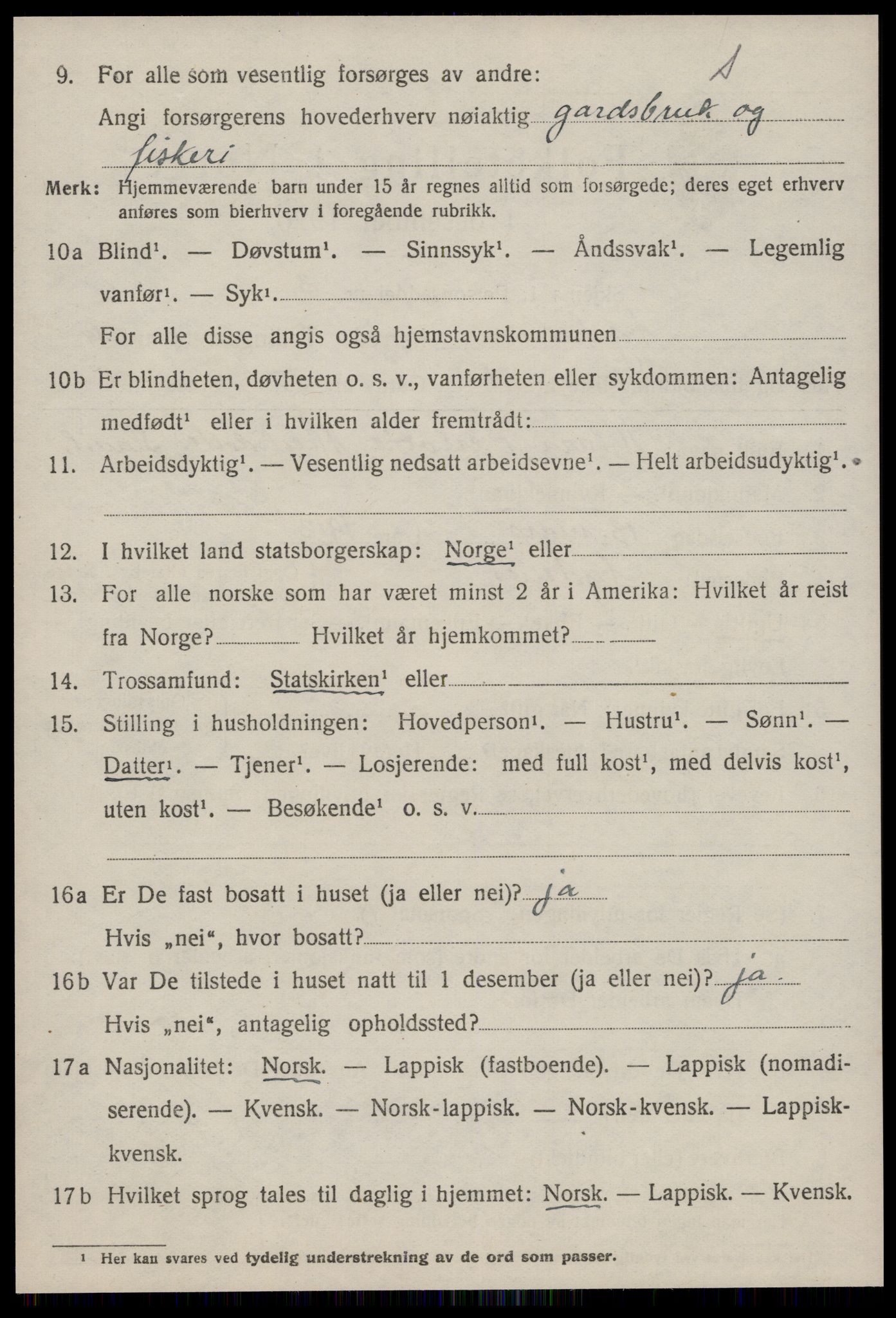 SAT, 1920 census for Agdenes, 1920, p. 2472