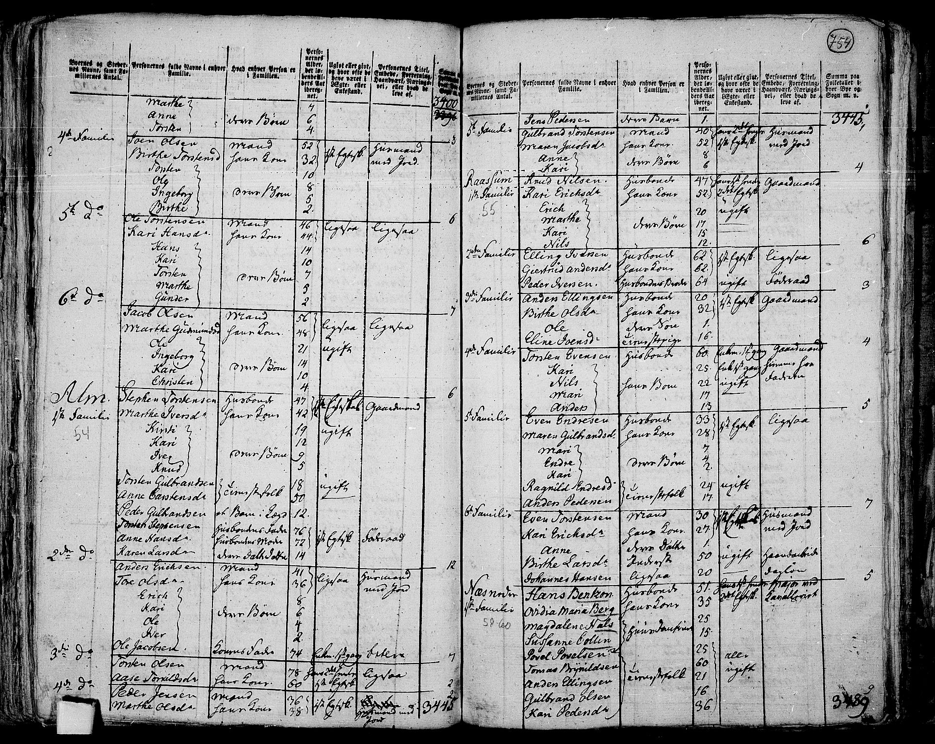 RA, 1801 census for 0534P Gran, 1801, p. 753b-754a