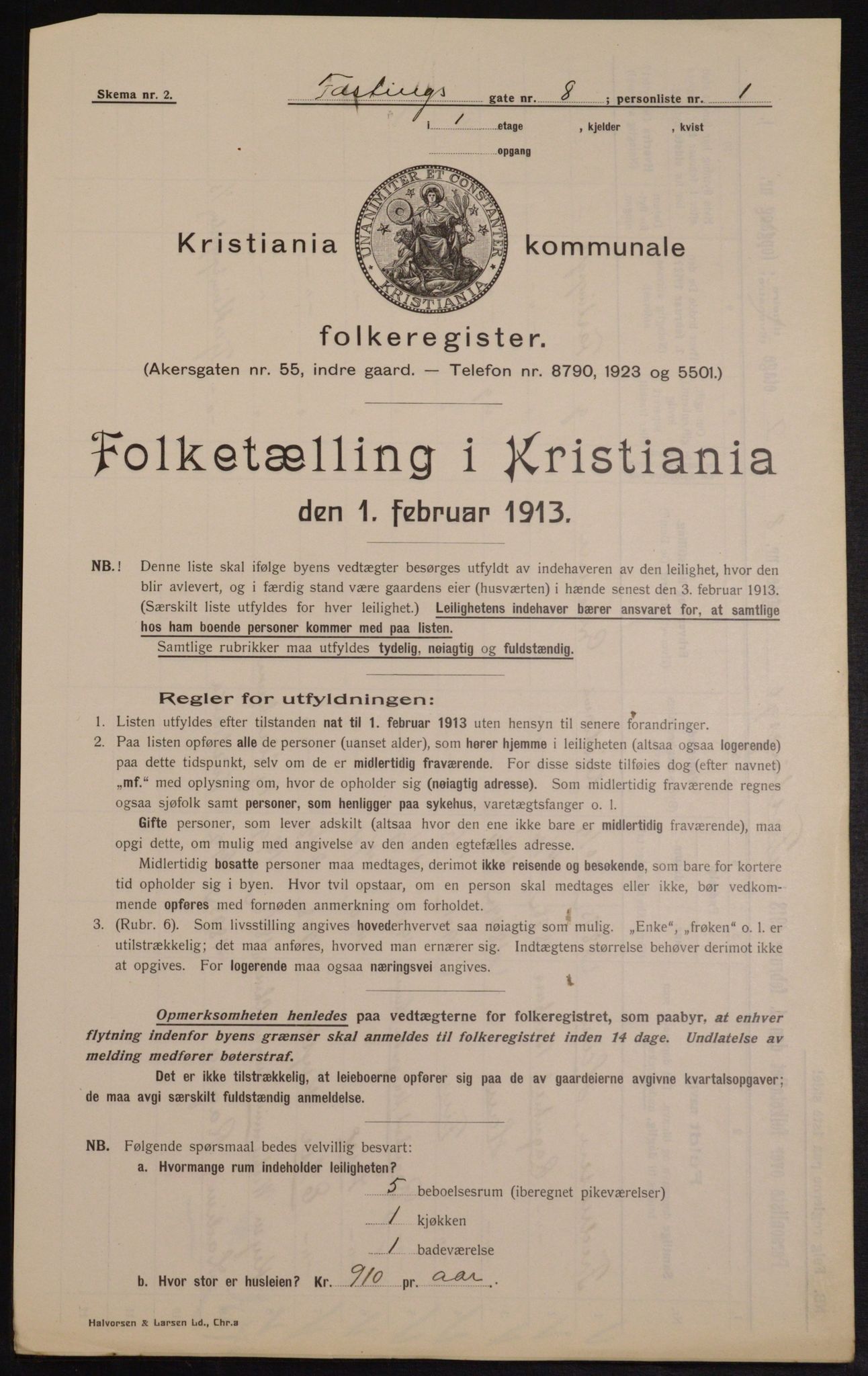 OBA, Municipal Census 1913 for Kristiania, 1913, p. 23800