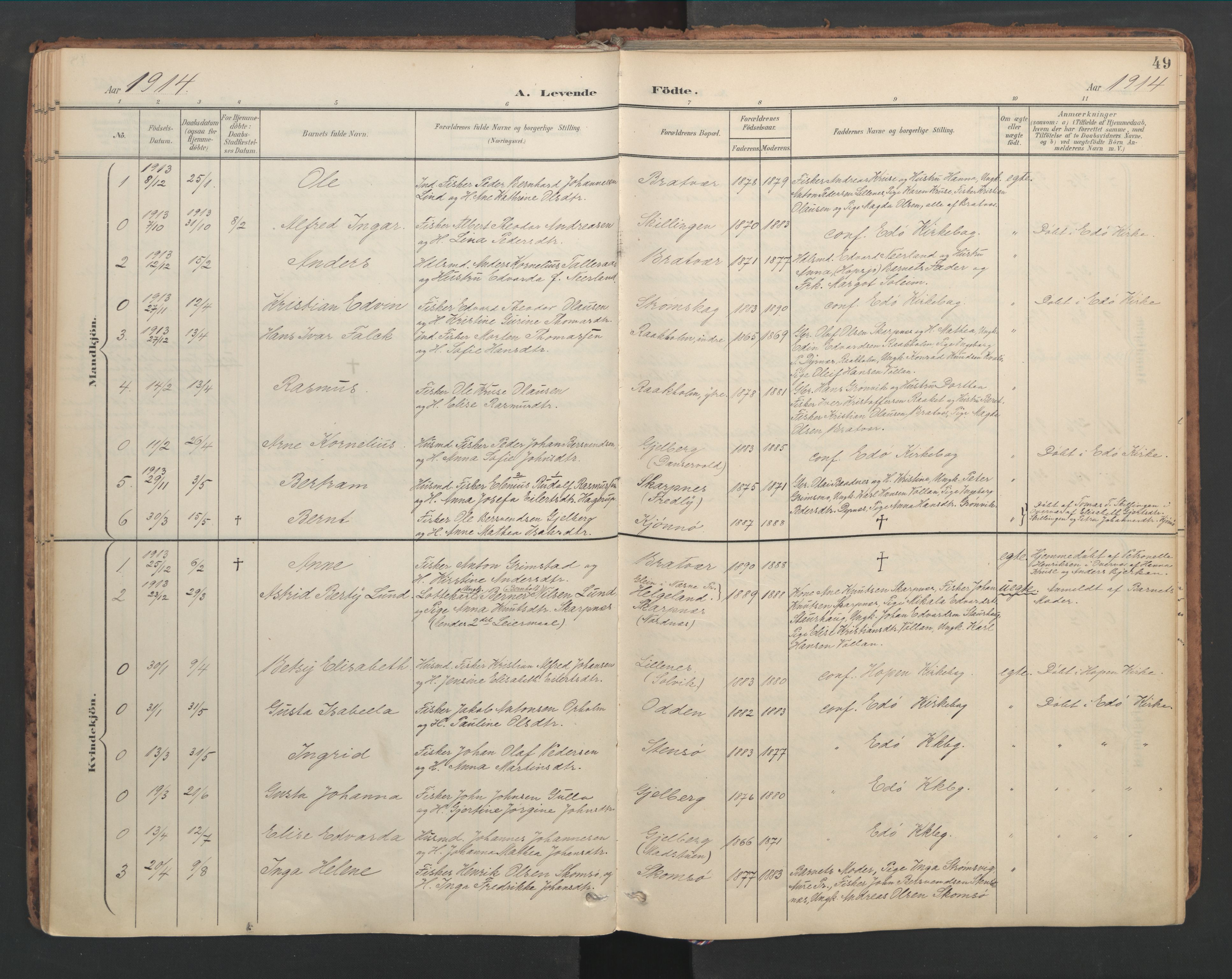 Ministerialprotokoller, klokkerbøker og fødselsregistre - Møre og Romsdal, SAT/A-1454/582/L0948: Parish register (official) no. 582A02, 1901-1922, p. 49
