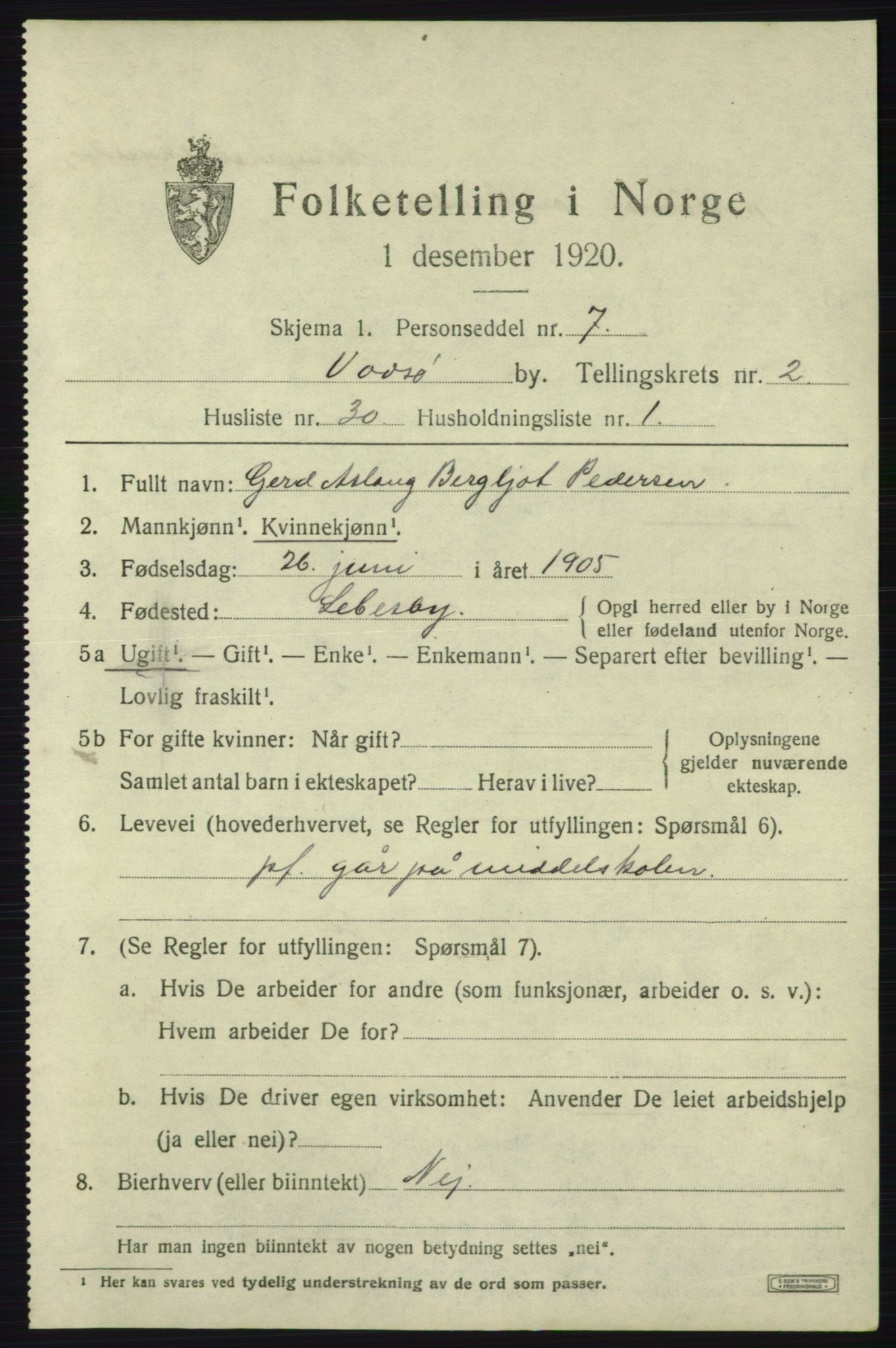 SATØ, 1920 census for Vadsø, 1920, p. 3733