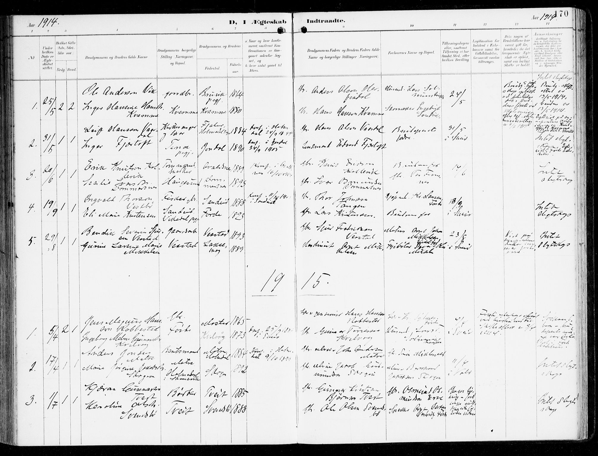 Sveio Sokneprestembete, SAB/A-78501/H/Haa: Parish register (official) no. D 2, 1894-1916, p. 170