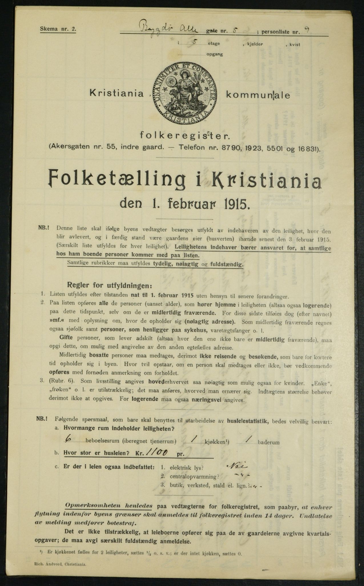 OBA, Municipal Census 1915 for Kristiania, 1915, p. 10210