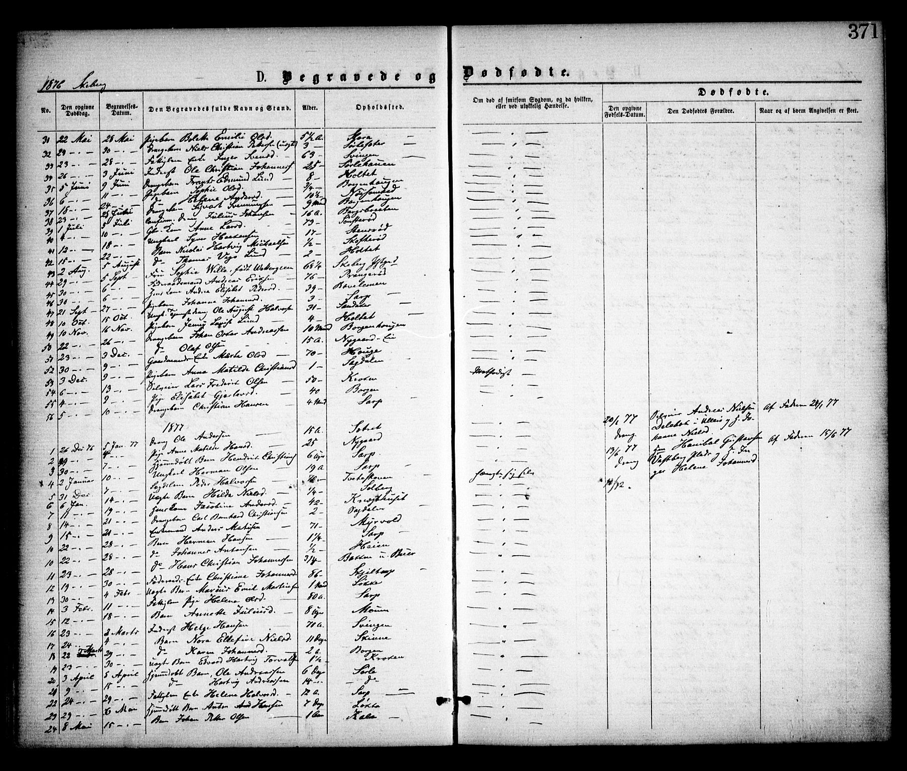 Skjeberg prestekontor Kirkebøker, SAO/A-10923/F/Fa/L0008: Parish register (official) no. I 8, 1869-1885, p. 371
