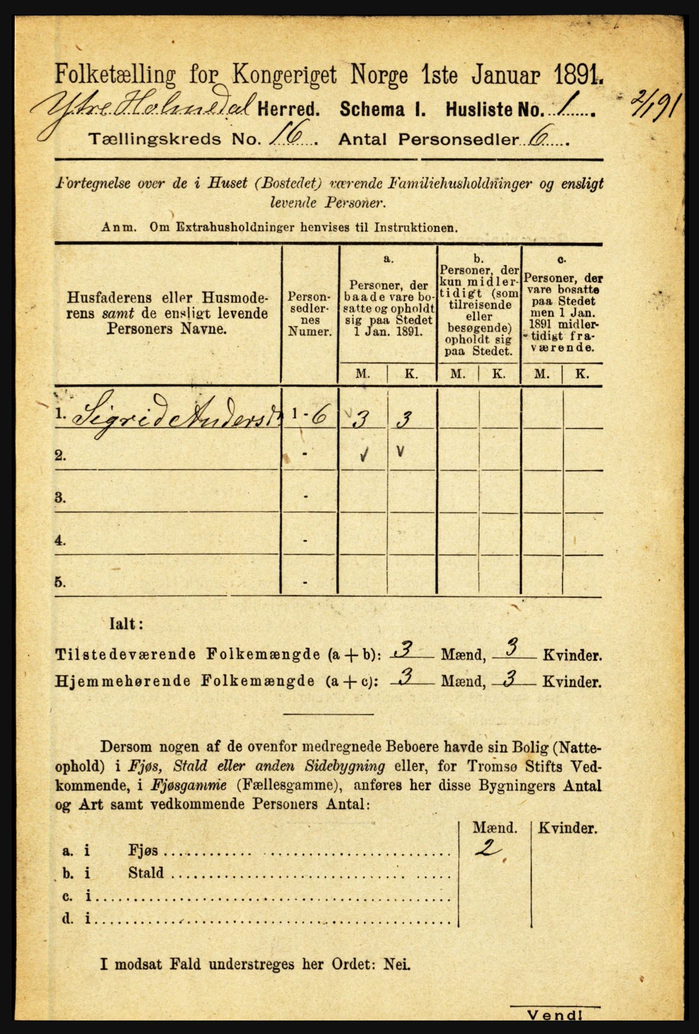 RA, 1891 census for 1429 Ytre Holmedal, 1891, p. 4196