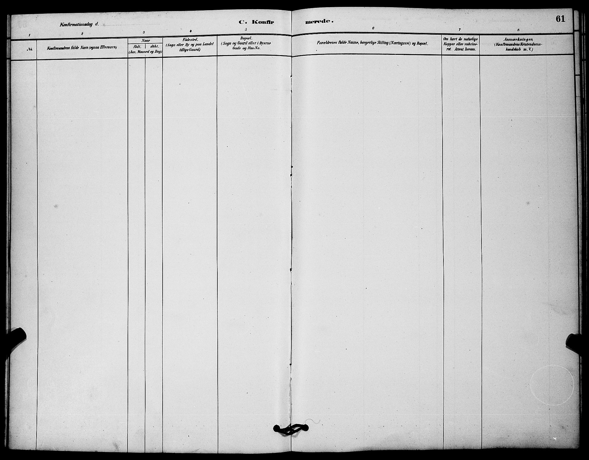 Solum kirkebøker, SAKO/A-306/G/Gc/L0001: Parish register (copy) no. III 1, 1880-1902, p. 61