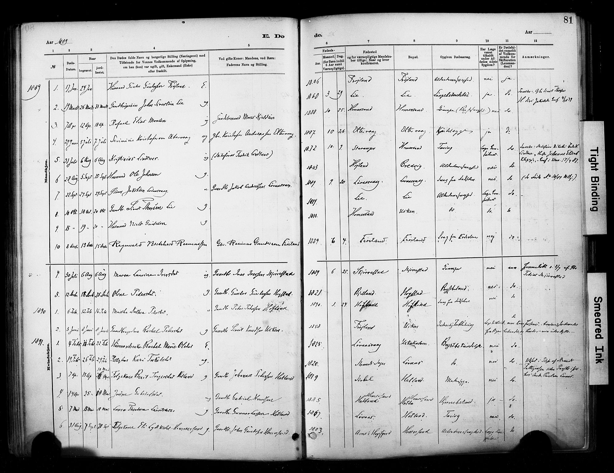 Hetland sokneprestkontor, SAST/A-101826/30/30BA/L0010: Parish register (official) no. A 10, 1882-1925, p. 81