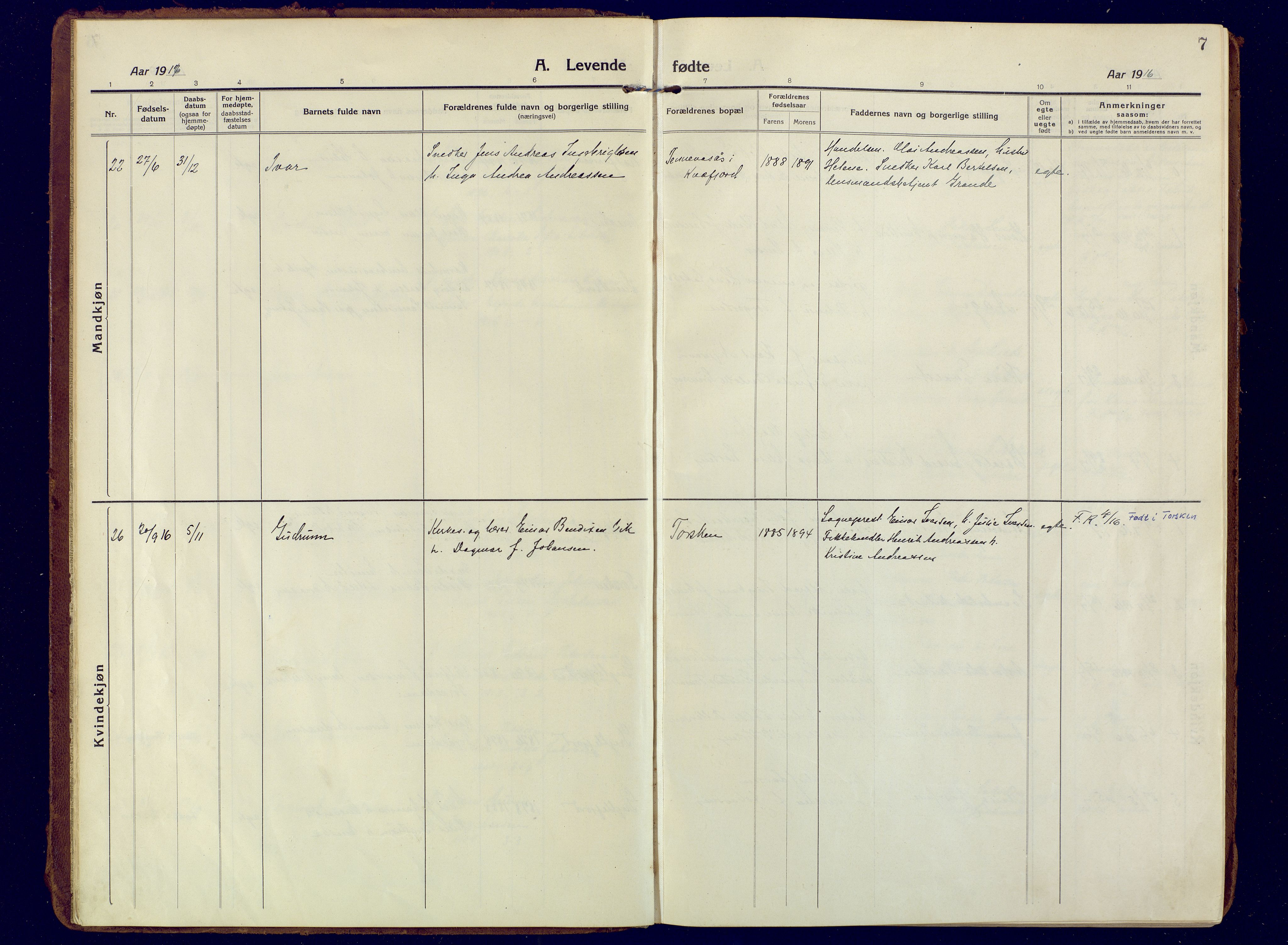 Berg sokneprestkontor, SATØ/S-1318/G/Ga/Gaa: Parish register (official) no. 10, 1916-1928, p. 7