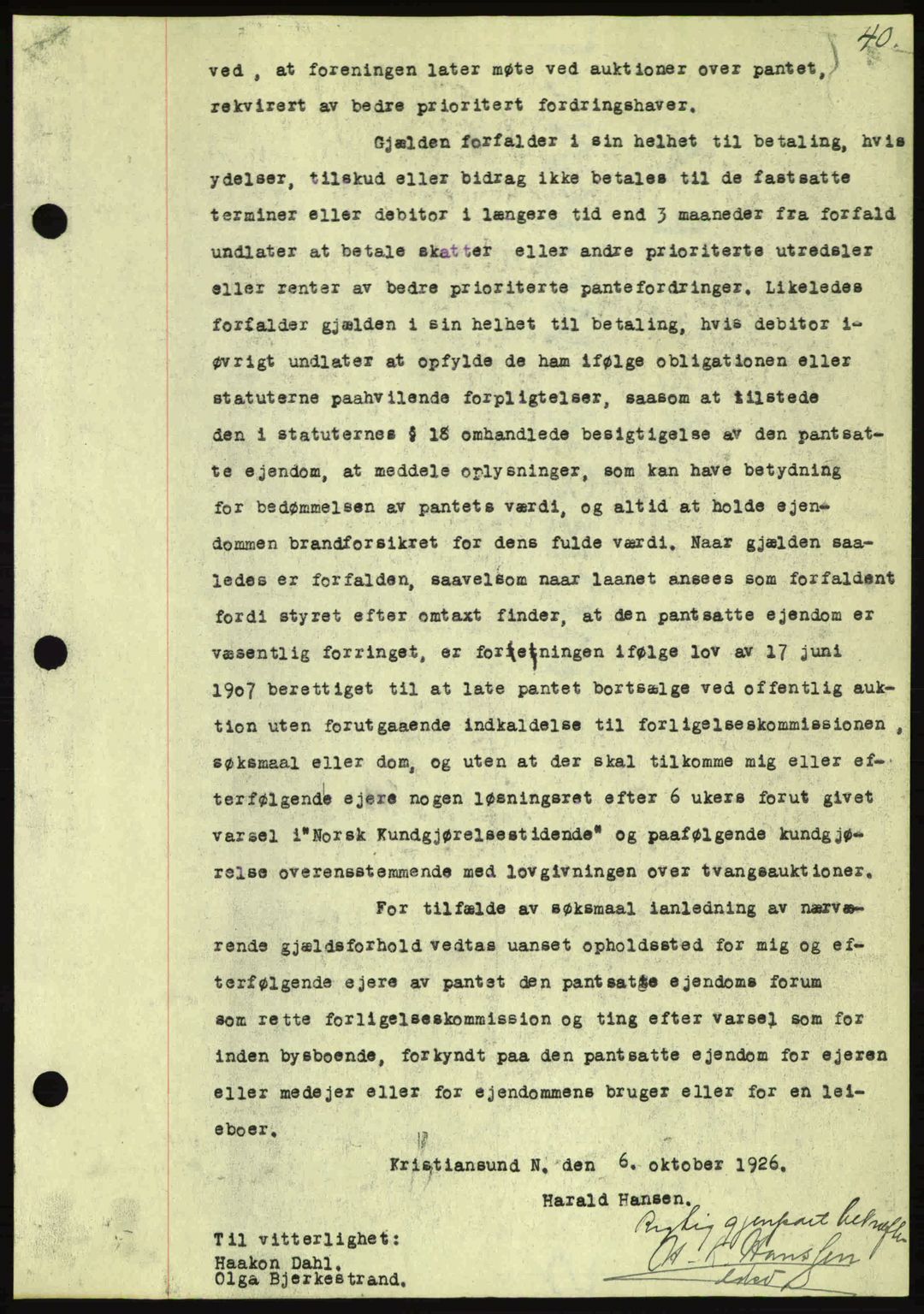 Kristiansund byfogd, AV/SAT-A-4587/A/27: Mortgage book no. 21, 1926-1928, Deed date: 07.10.1926