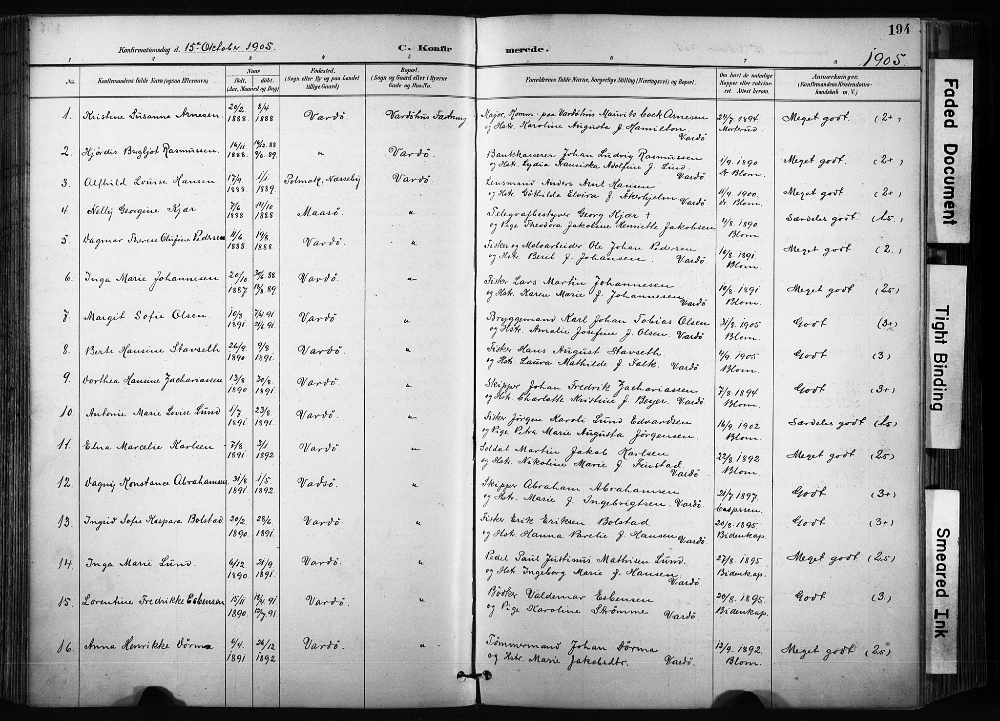 Vardø sokneprestkontor, SATØ/S-1332/H/Ha/L0010kirke: Parish register (official) no. 10, 1895-1907, p. 194