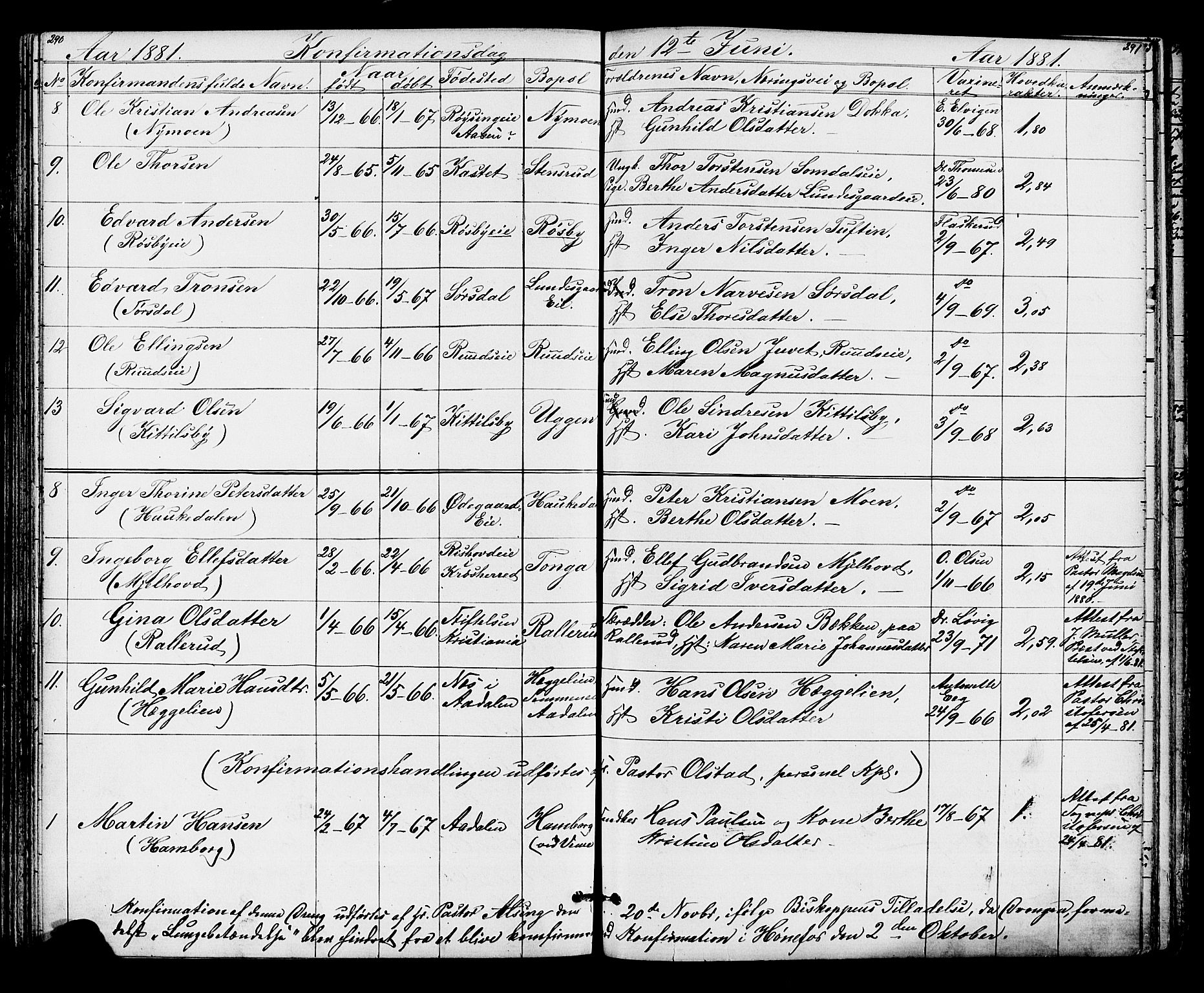 Lunder kirkebøker, AV/SAKO-A-629/G/Ga/L0003a: Parish register (copy) no. I 3, 1869-1888, p. 290-291