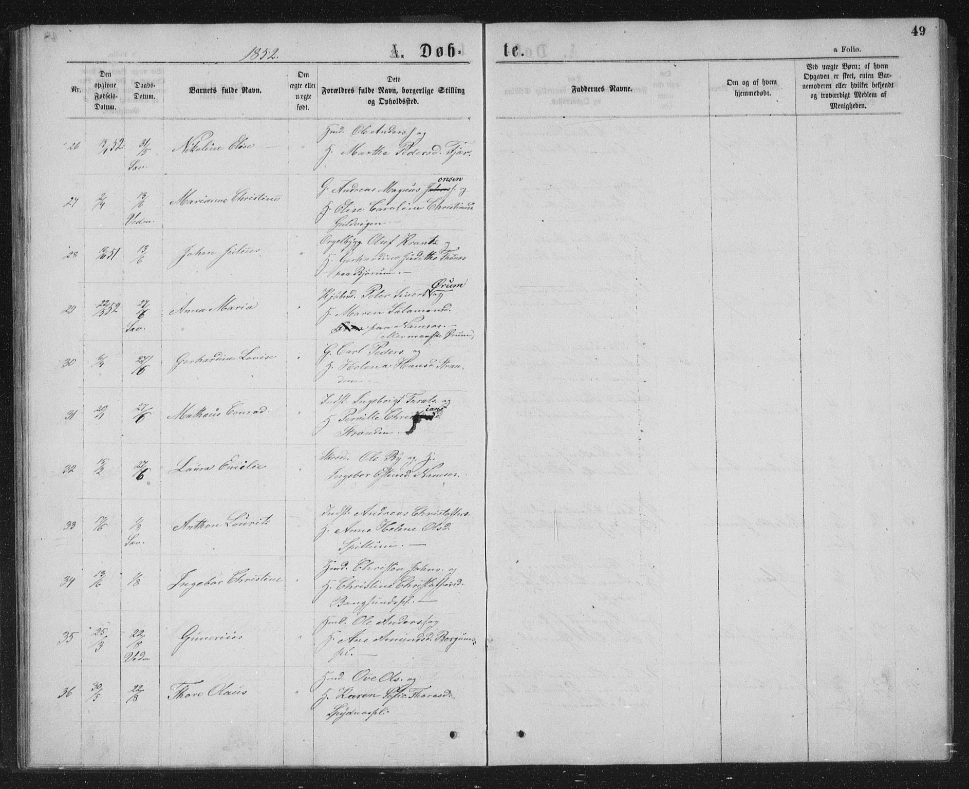 Ministerialprotokoller, klokkerbøker og fødselsregistre - Nord-Trøndelag, SAT/A-1458/768/L0566: Parish register (official) no. 768A01, 1836-1865, p. 49