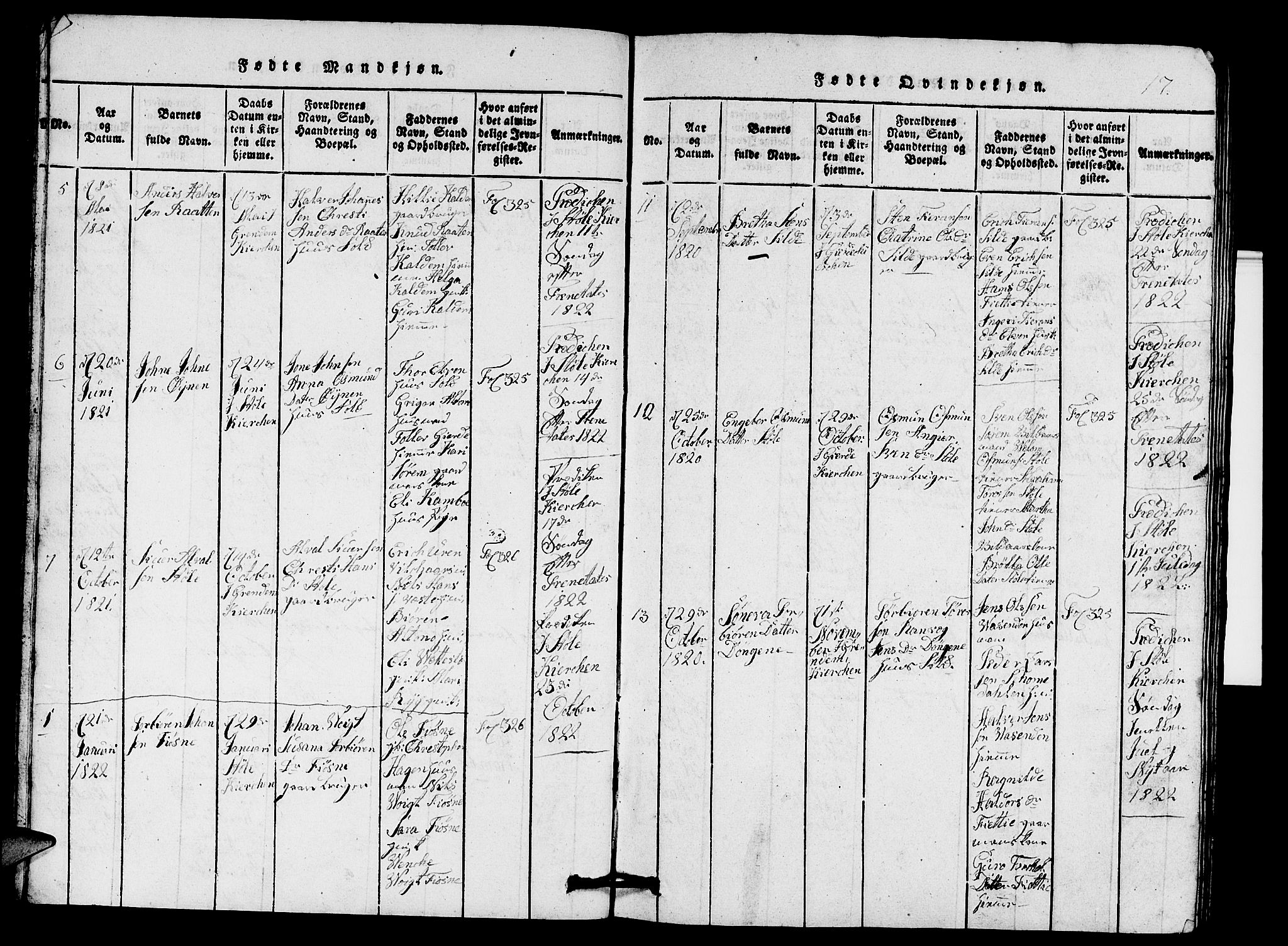 Etne sokneprestembete, SAB/A-75001/H/Hab: Parish register (copy) no. A 1, 1815-1849, p. 17