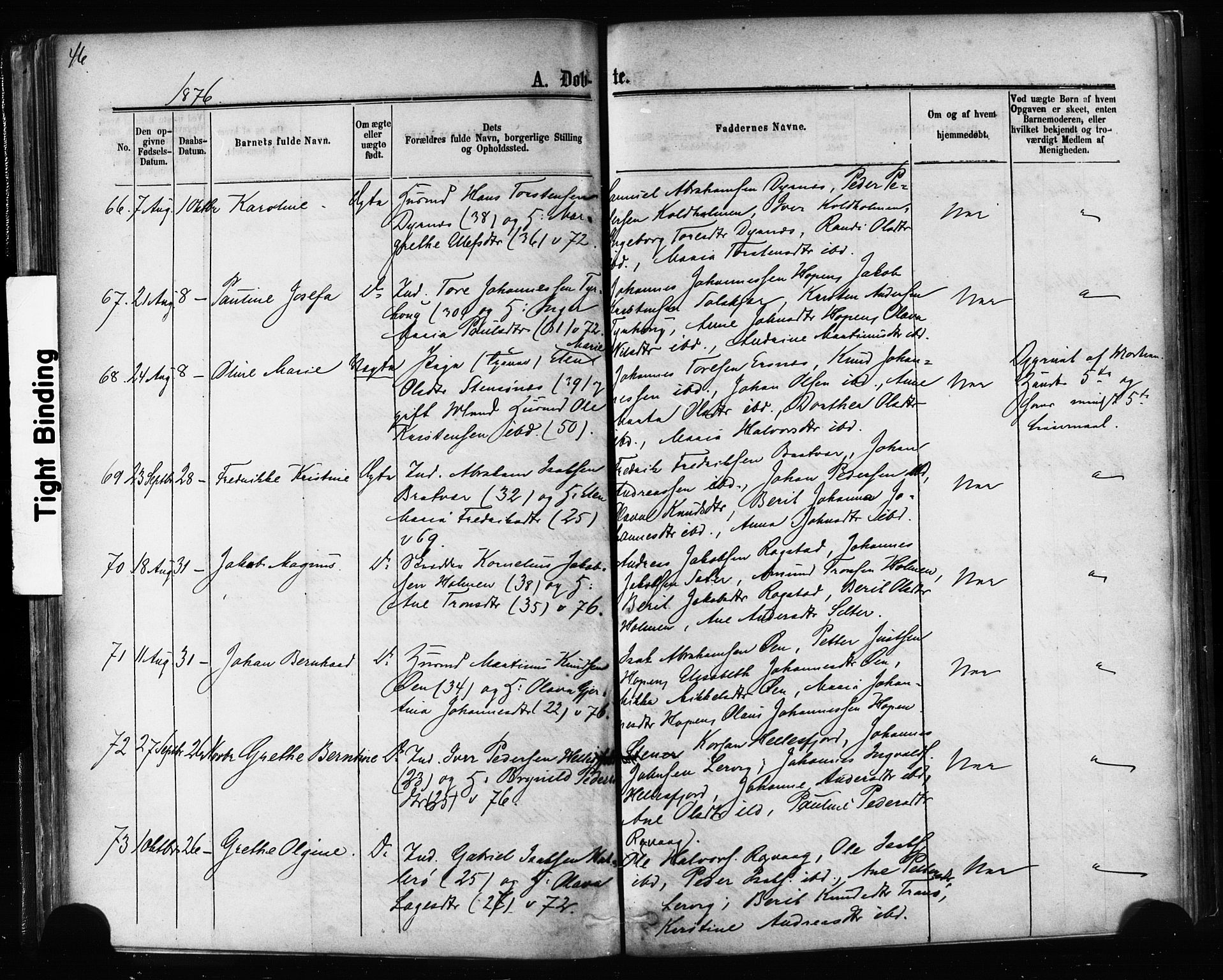 Ministerialprotokoller, klokkerbøker og fødselsregistre - Møre og Romsdal, AV/SAT-A-1454/581/L0938: Parish register (official) no. 581A06, 1873-1879, p. 46