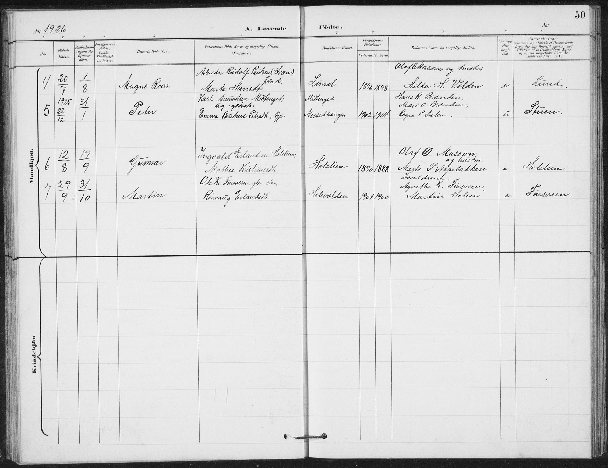 Vestre Gausdal prestekontor, SAH/PREST-094/H/Ha/Hab/L0004: Parish register (copy) no. 4, 1898-1939, p. 50