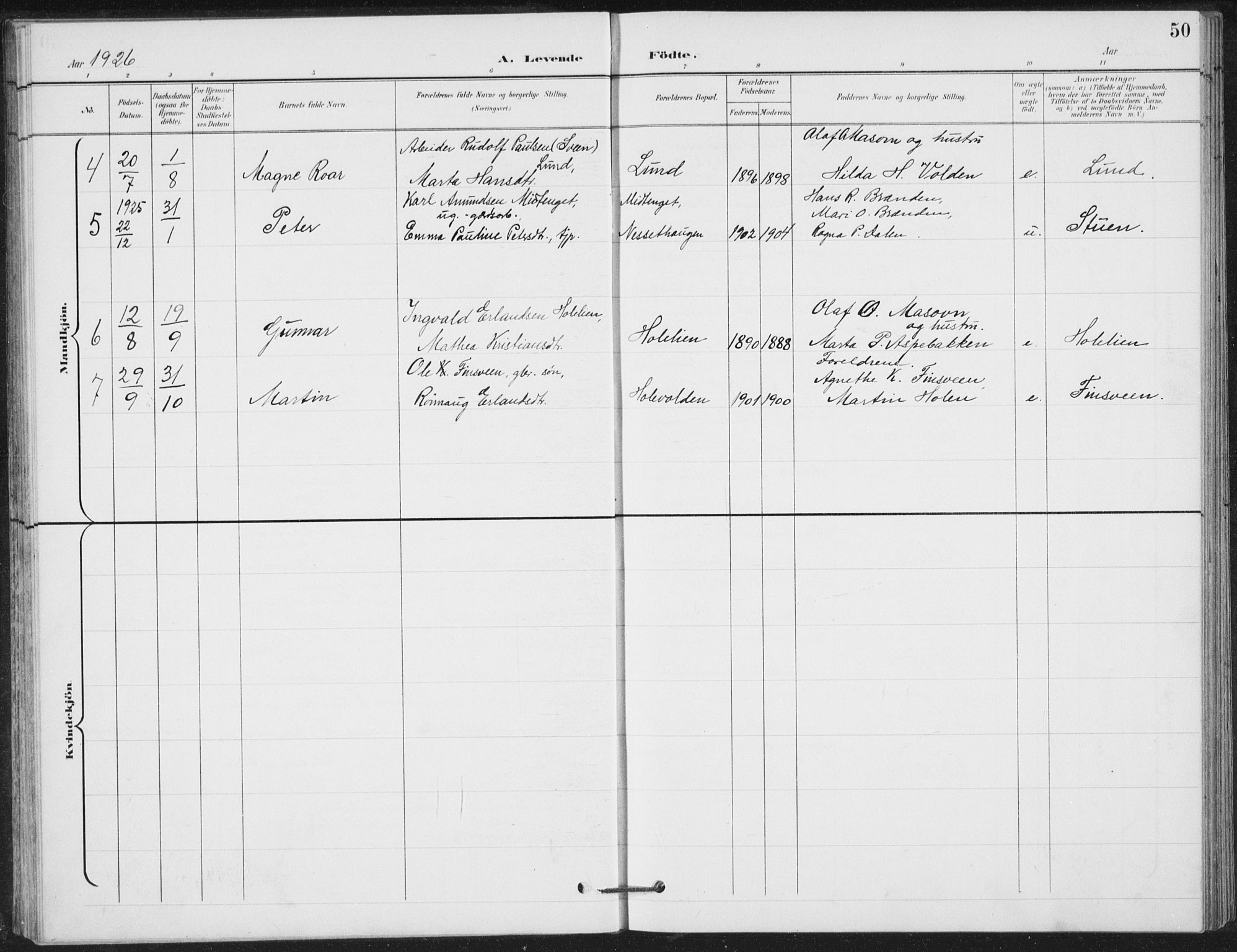 Vestre Gausdal prestekontor, AV/SAH-PREST-094/H/Ha/Hab/L0004: Parish register (copy) no. 4, 1898-1939, p. 50