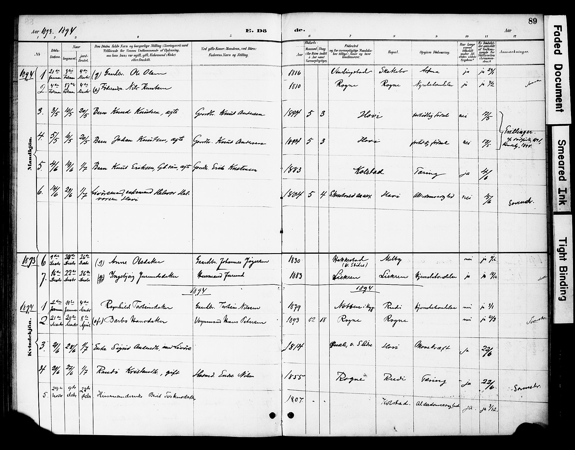 Øystre Slidre prestekontor, AV/SAH-PREST-138/H/Ha/Haa/L0003: Parish register (official) no. 3, 1887-1910, p. 89