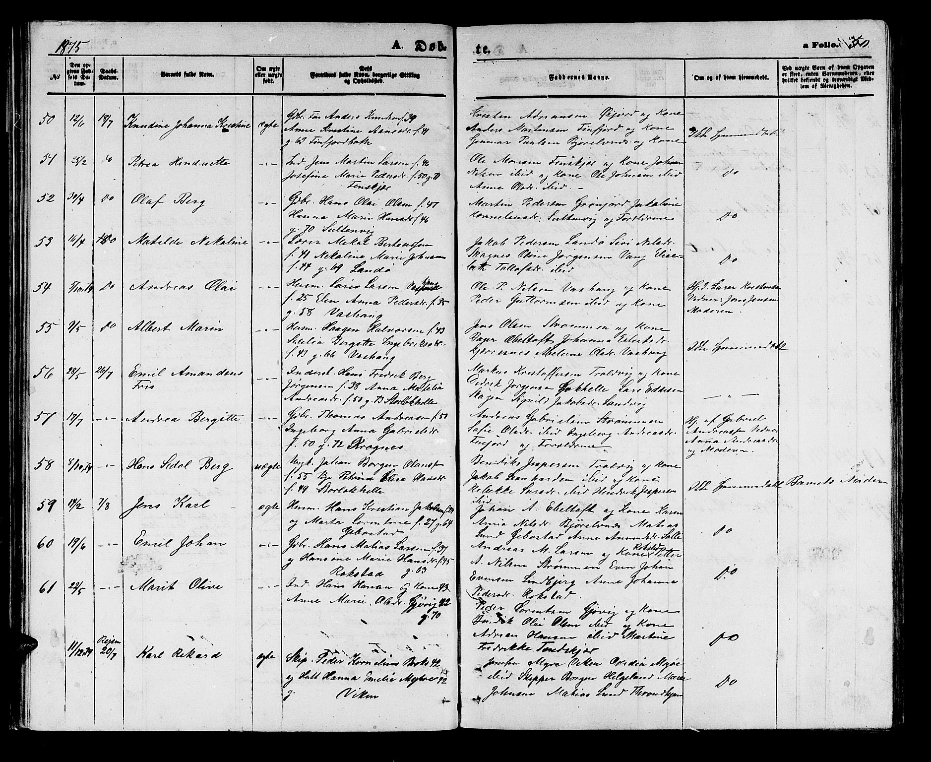 Lenvik sokneprestembete, SATØ/S-1310/H/Ha/Hab/L0005klokker: Parish register (copy) no. 5, 1870-1880, p. 50
