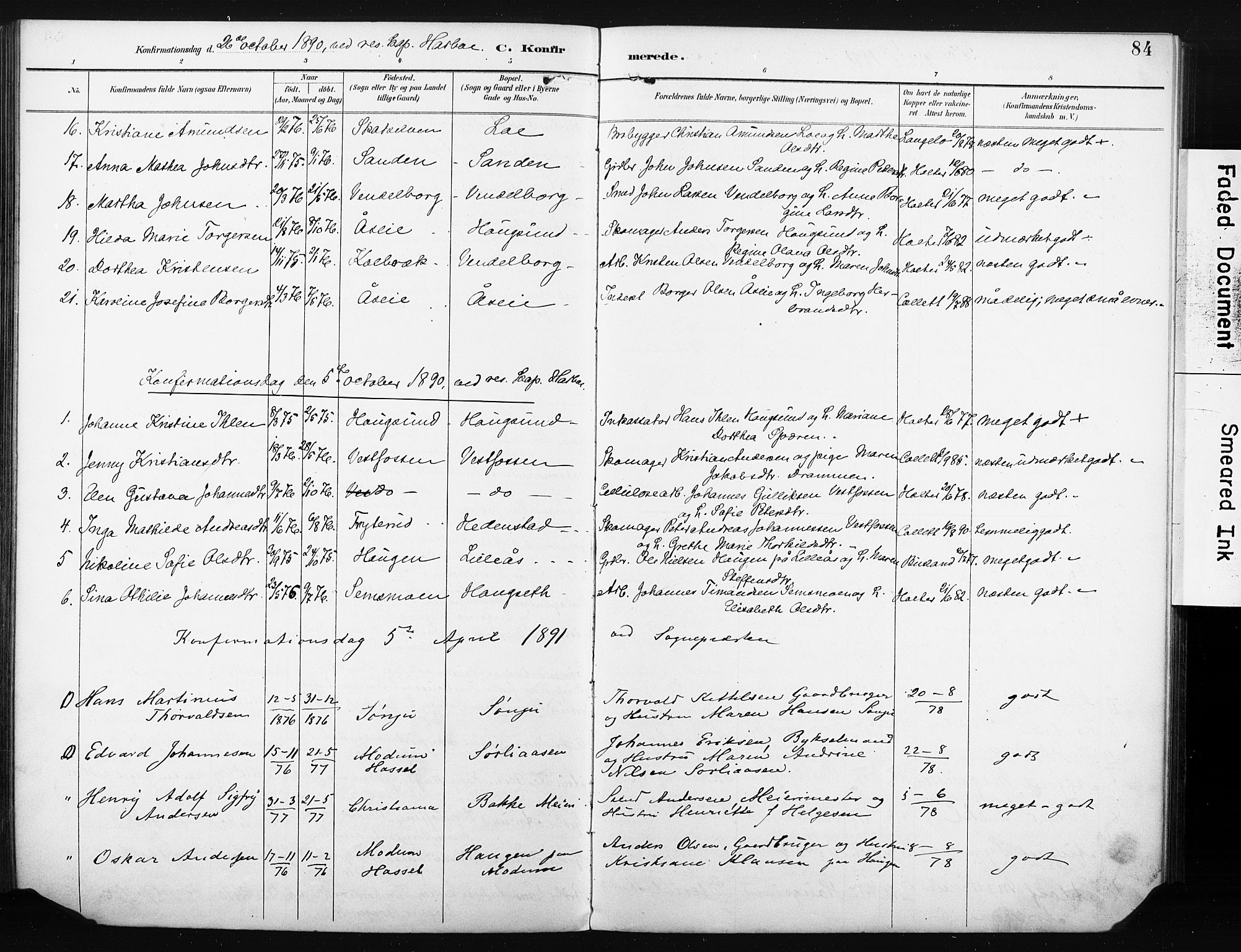 Eiker kirkebøker, AV/SAKO-A-4/F/Fc/L0002: Parish register (official) no. III 2, 1889-1897, p. 84