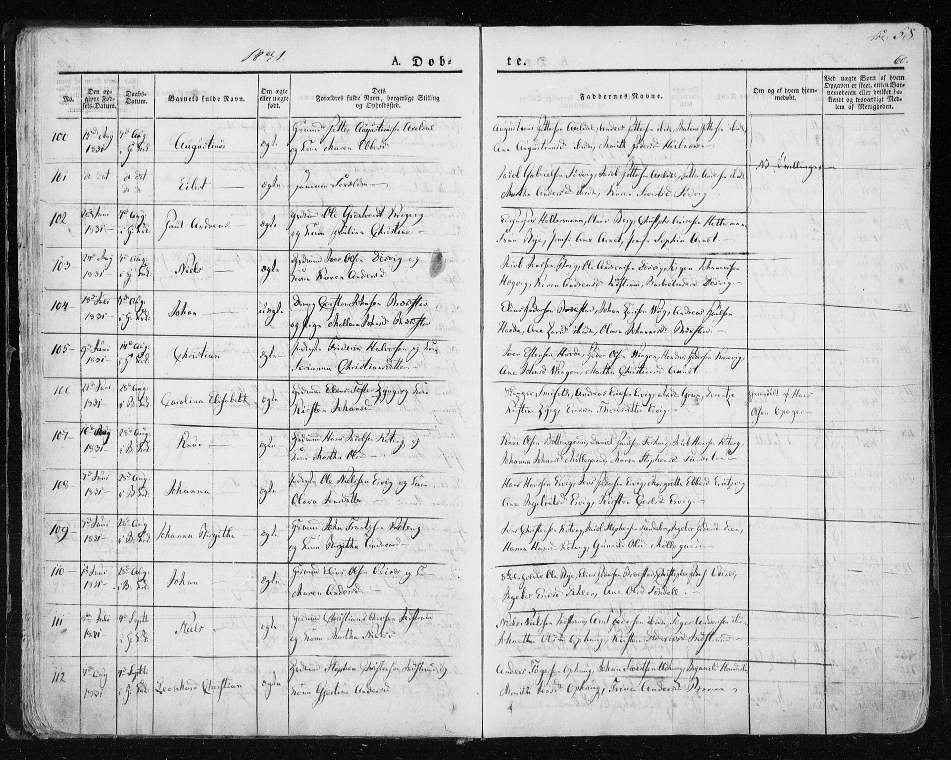Ministerialprotokoller, klokkerbøker og fødselsregistre - Sør-Trøndelag, SAT/A-1456/659/L0735: Parish register (official) no. 659A05, 1826-1841, p. 58