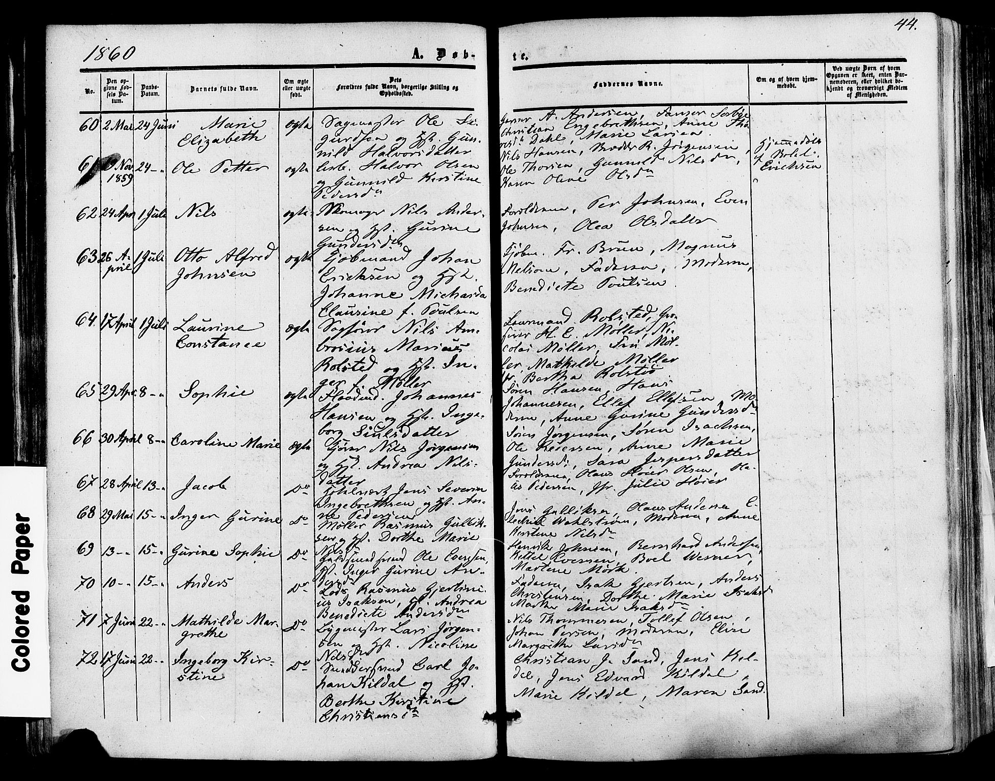 Skien kirkebøker, AV/SAKO-A-302/F/Fa/L0007: Parish register (official) no. 7, 1856-1865, p. 44