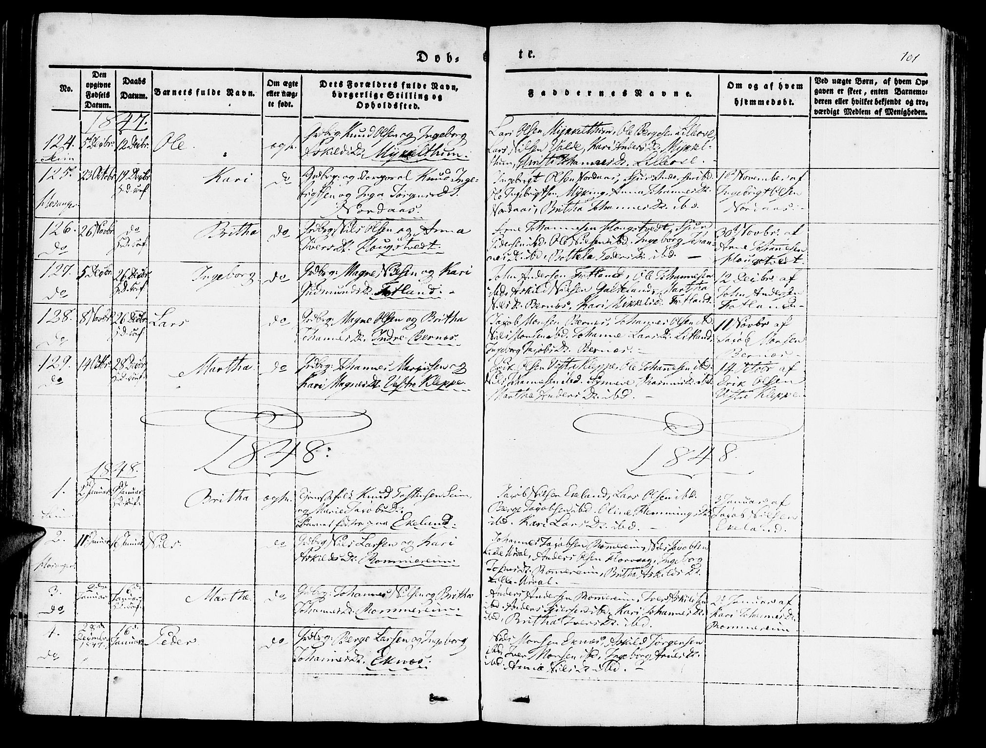 Hosanger sokneprestembete, SAB/A-75801/H/Haa: Parish register (official) no. A 7, 1835-1848, p. 101