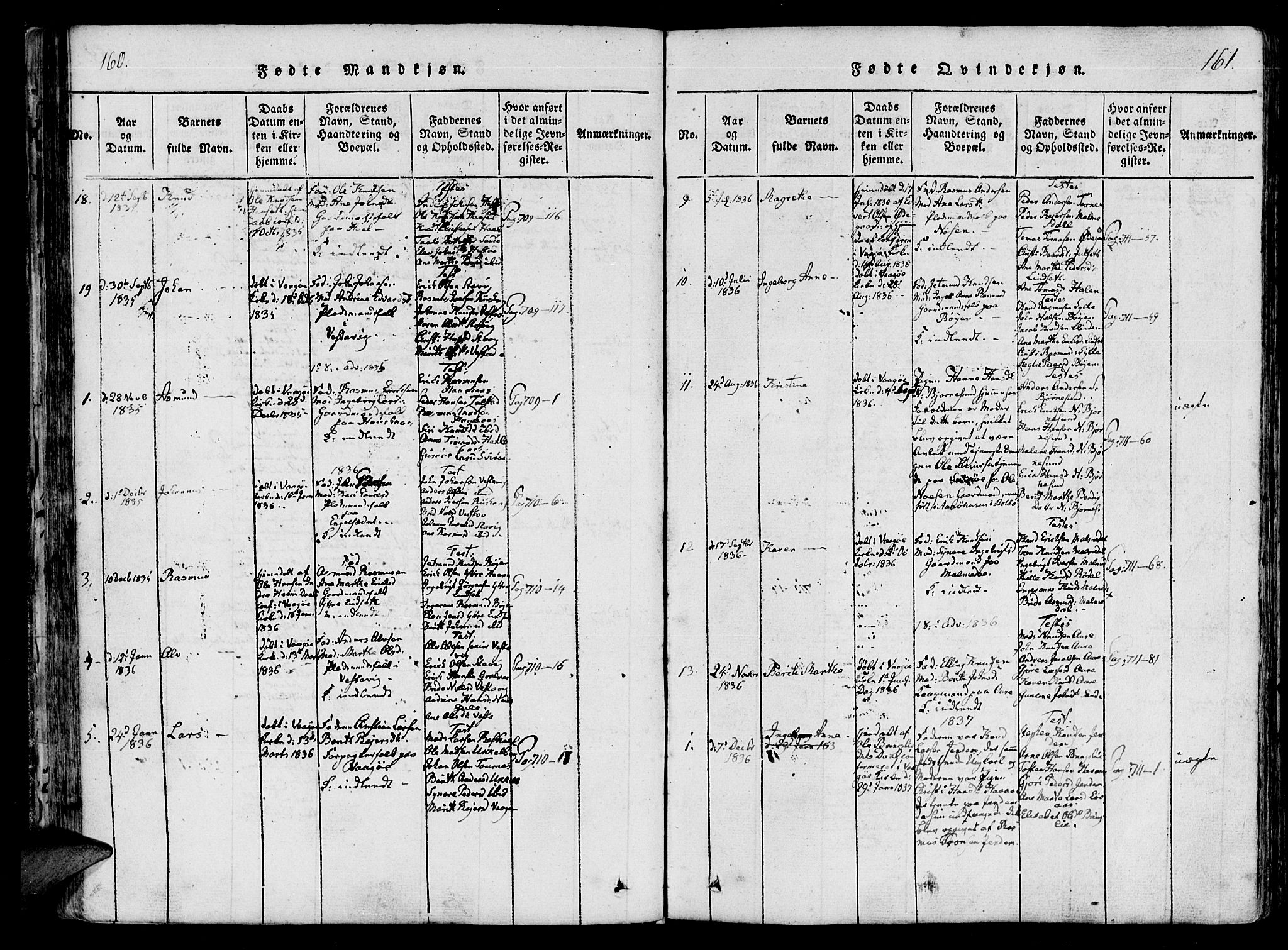 Ministerialprotokoller, klokkerbøker og fødselsregistre - Møre og Romsdal, SAT/A-1454/565/L0747: Parish register (official) no. 565A01, 1817-1844, p. 160-161