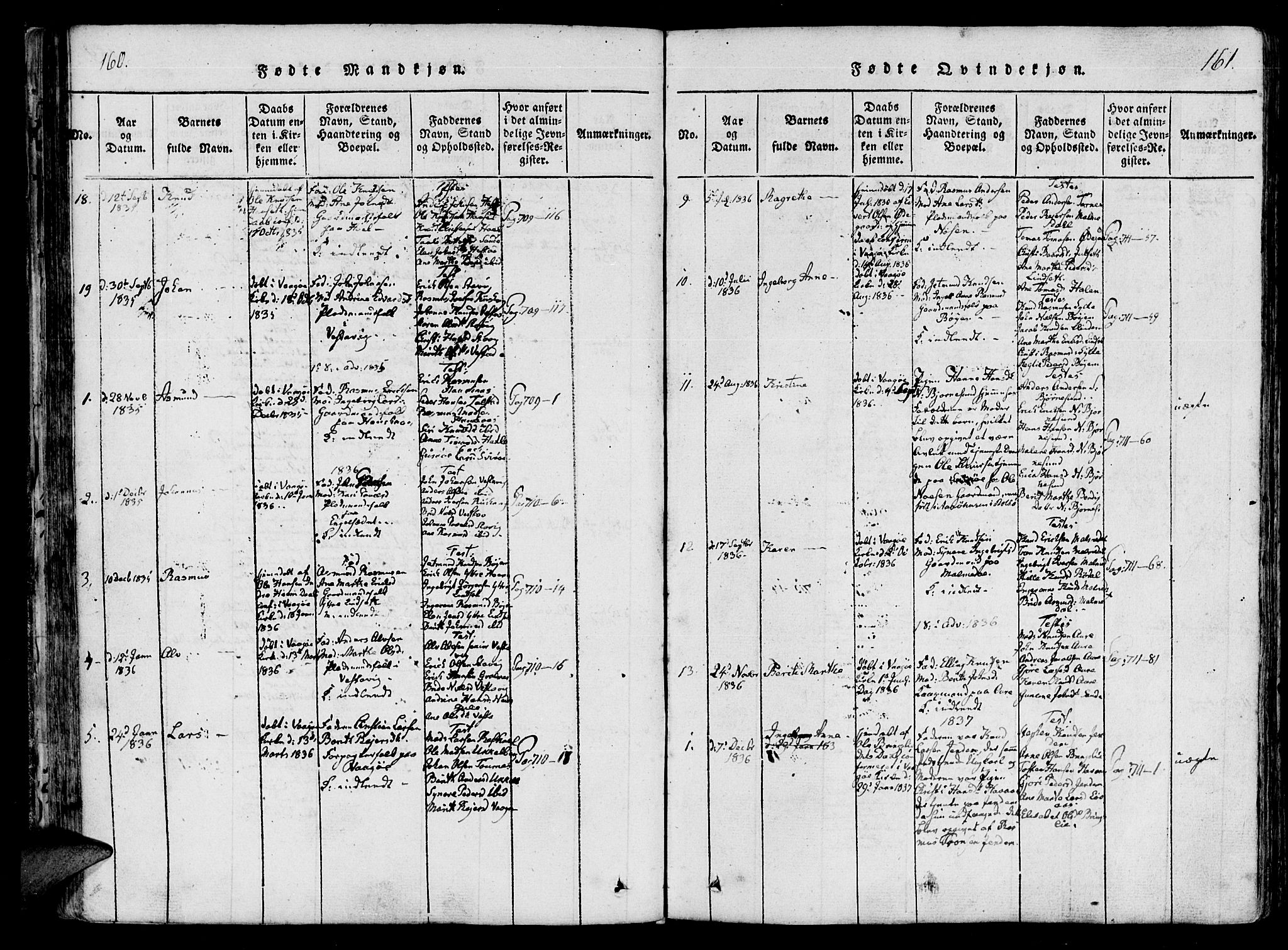 Ministerialprotokoller, klokkerbøker og fødselsregistre - Møre og Romsdal, AV/SAT-A-1454/565/L0747: Parish register (official) no. 565A01, 1817-1844, p. 160-161