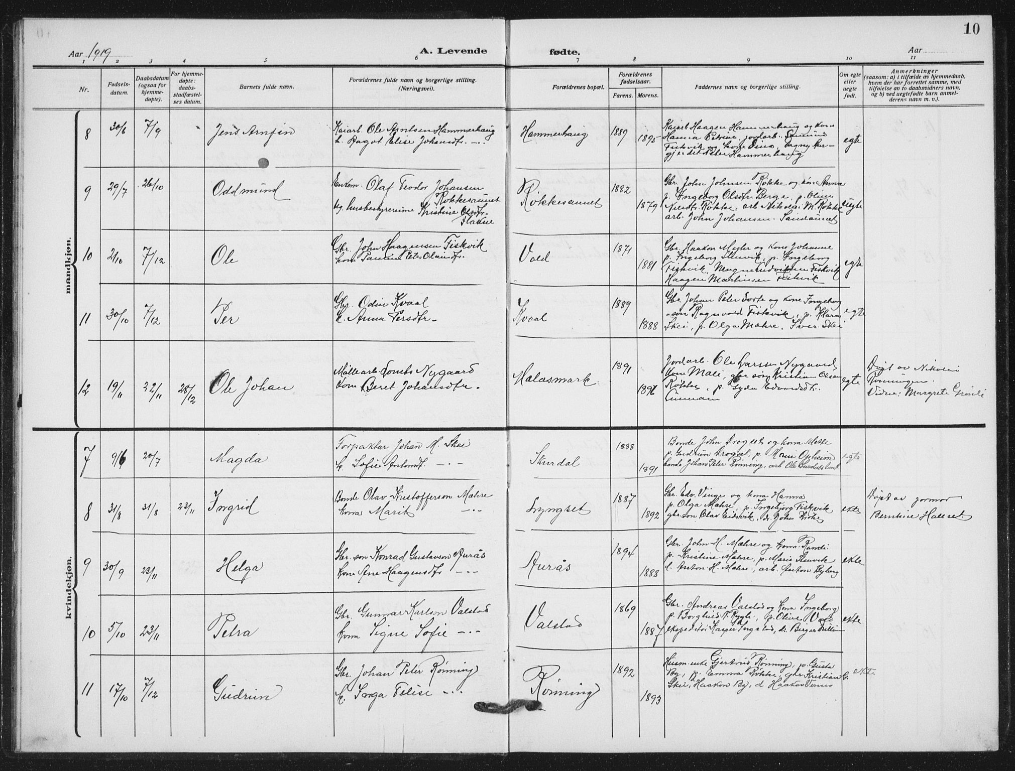 Ministerialprotokoller, klokkerbøker og fødselsregistre - Nord-Trøndelag, SAT/A-1458/712/L0104: Parish register (copy) no. 712C02, 1917-1939, p. 10