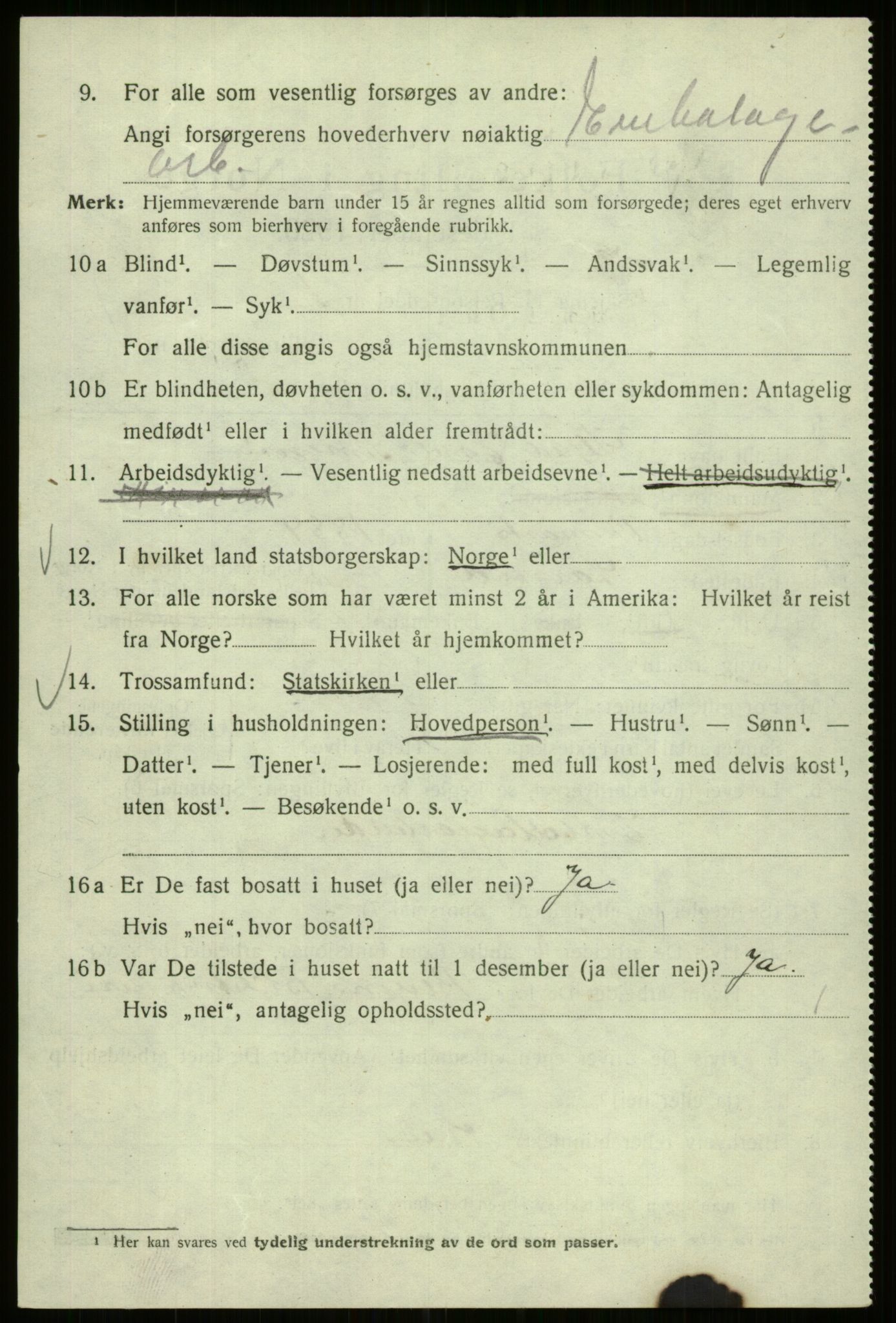 SAB, 1920 census for Bergen, 1920, p. 226741