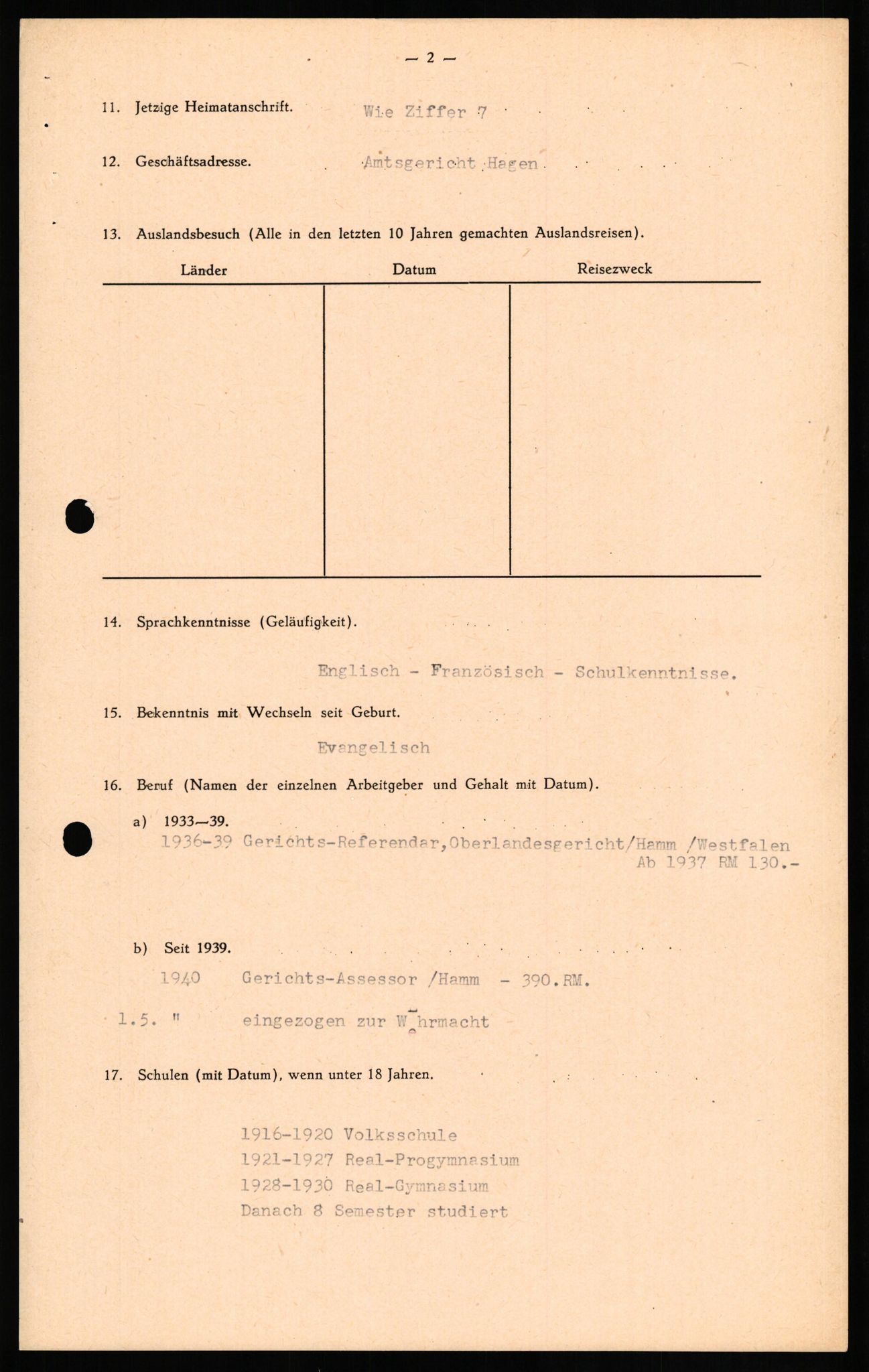 Forsvaret, Forsvarets overkommando II, AV/RA-RAFA-3915/D/Db/L0018: CI Questionaires. Tyske okkupasjonsstyrker i Norge. Tyskere., 1945-1946, p. 376