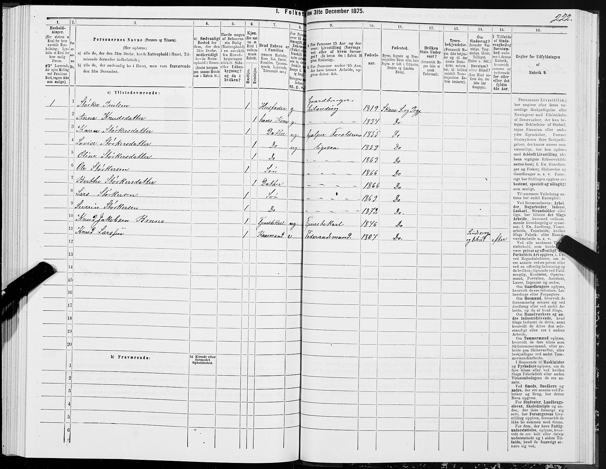 SAT, 1875 census for 1529P Skodje, 1875, p. 2222