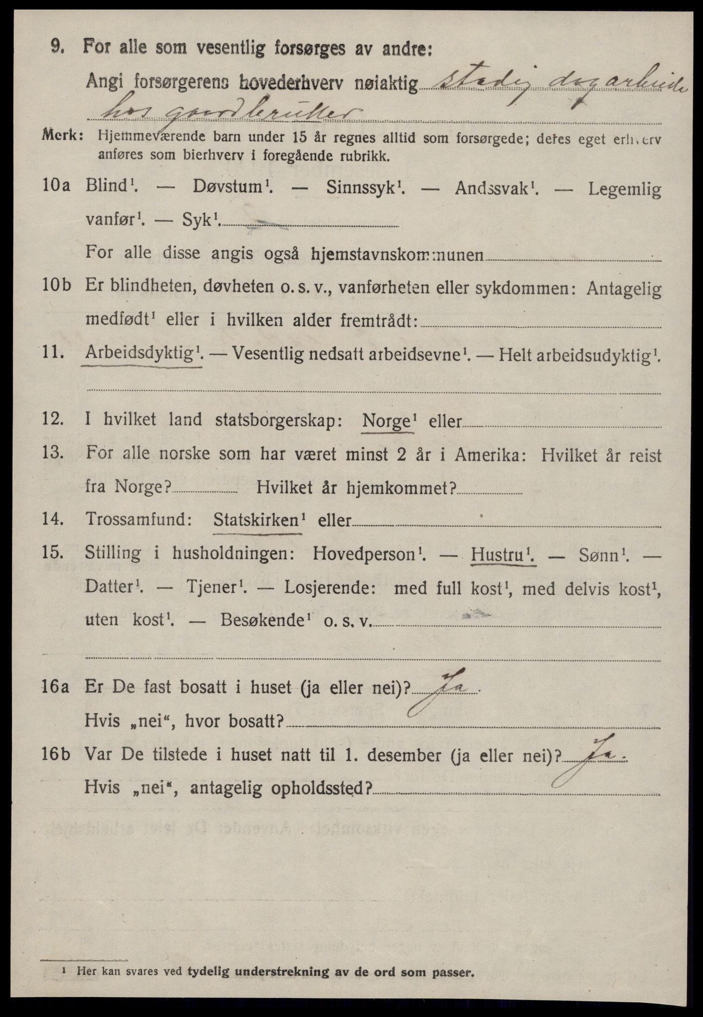 SAT, 1920 census for Aure, 1920, p. 3139