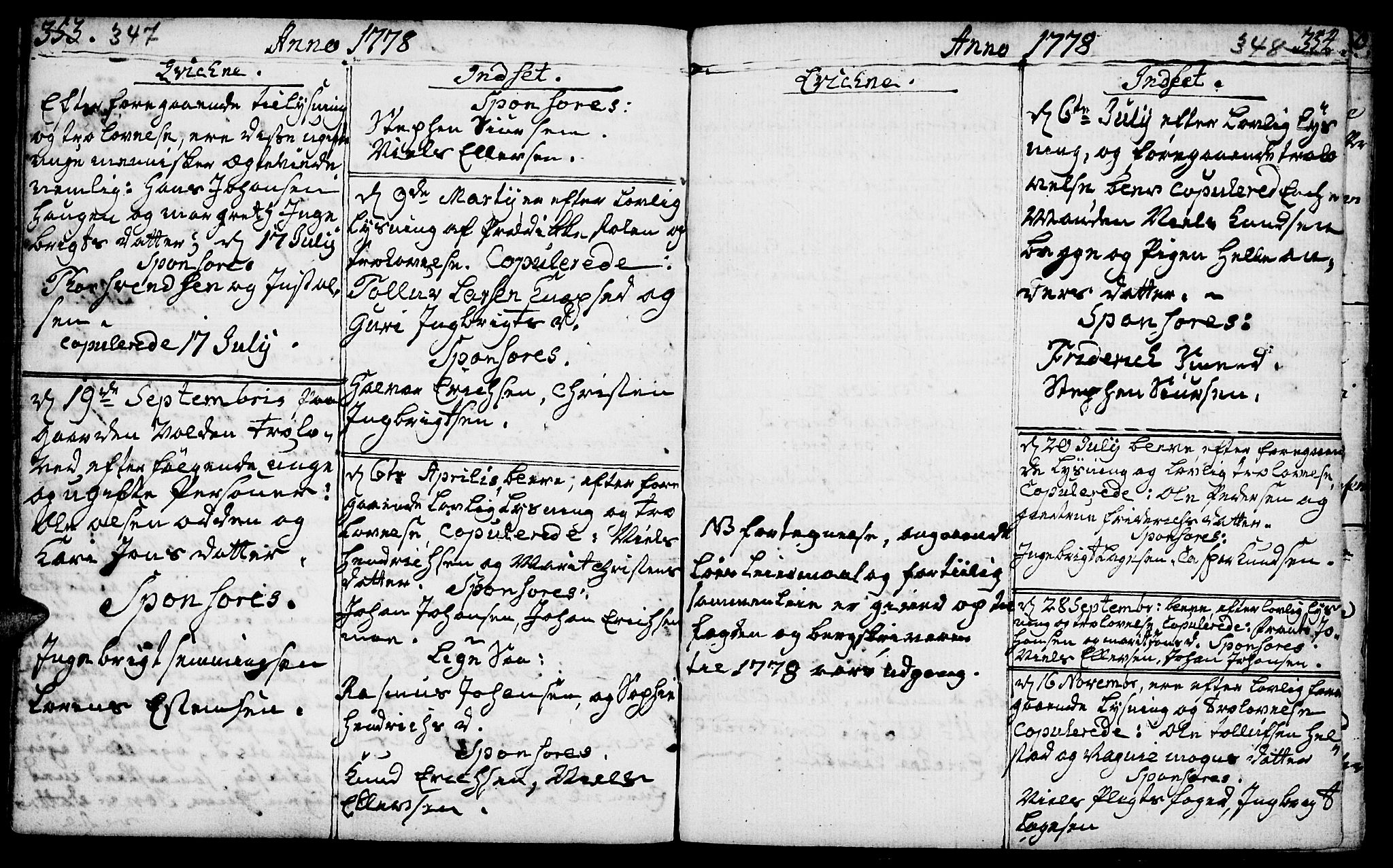 Kvikne prestekontor, AV/SAH-PREST-064/H/Ha/Haa/L0002: Parish register (official) no. 2, 1764-1784, p. 347-348