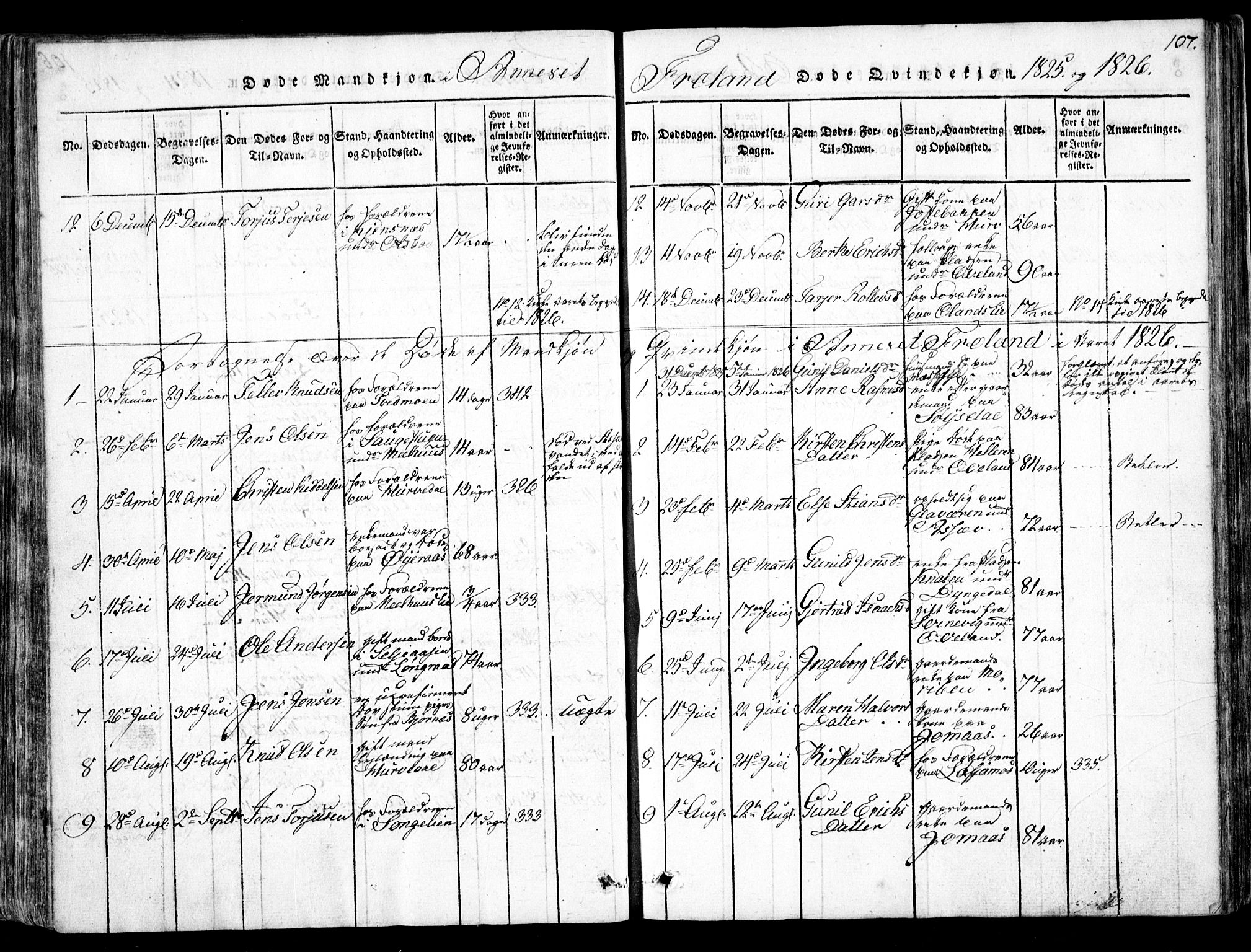 Fjære sokneprestkontor, SAK/1111-0011/F/Fb/L0007: Parish register (copy) no. B 7, 1816-1826, p. 107