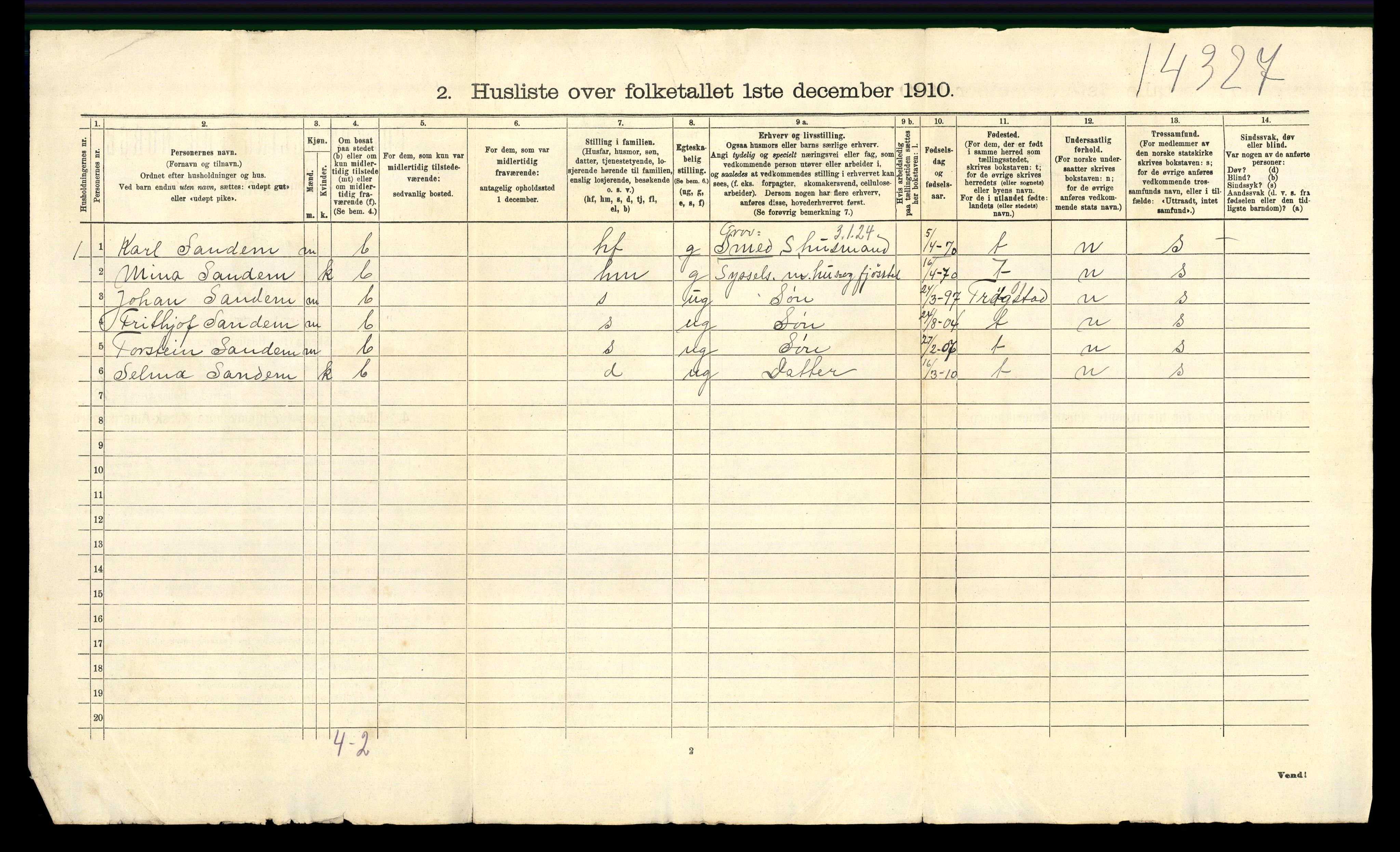 RA, 1910 census for Spydeberg, 1910, p. 32