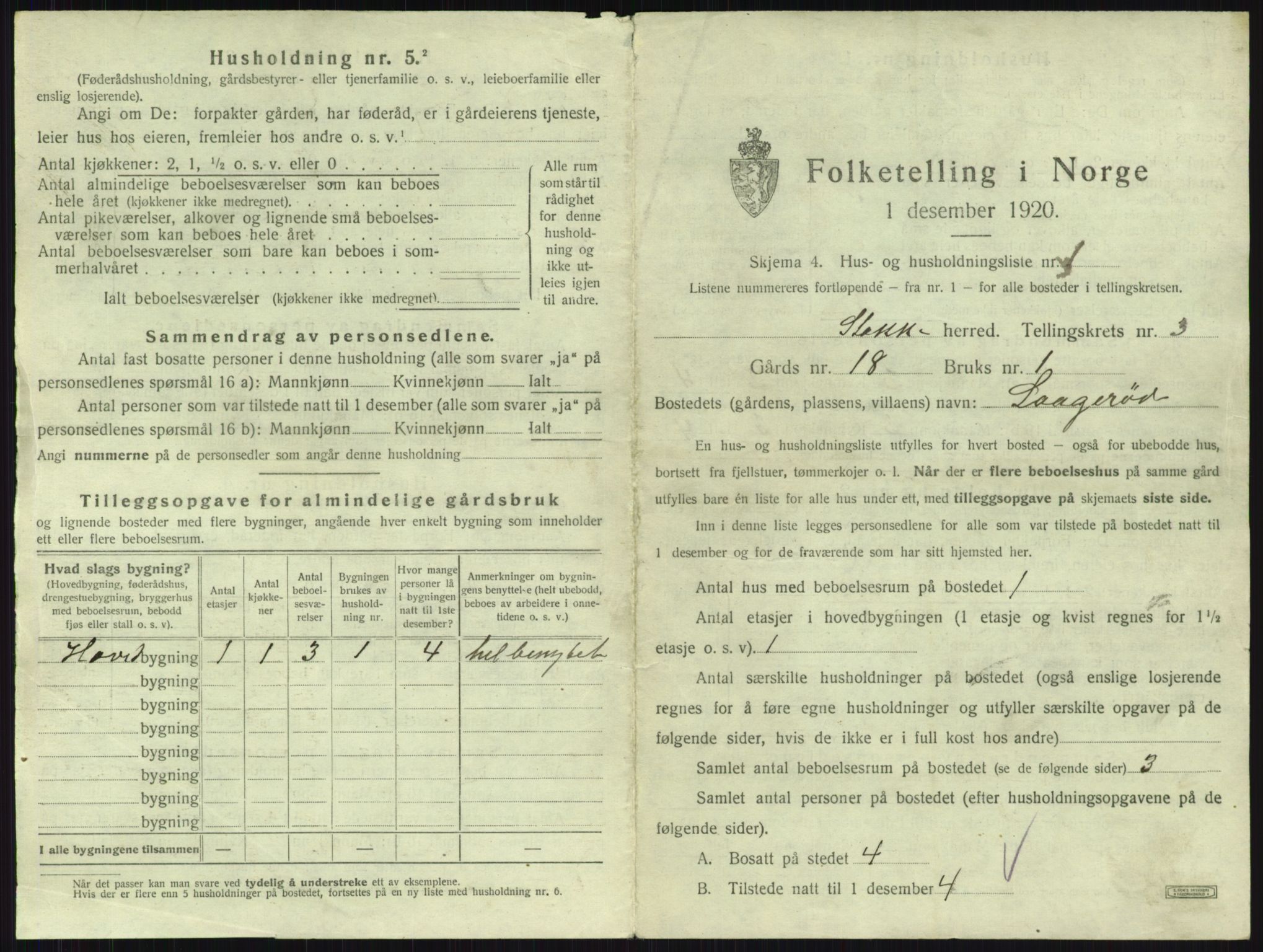 SAKO, 1920 census for Stokke, 1920, p. 475