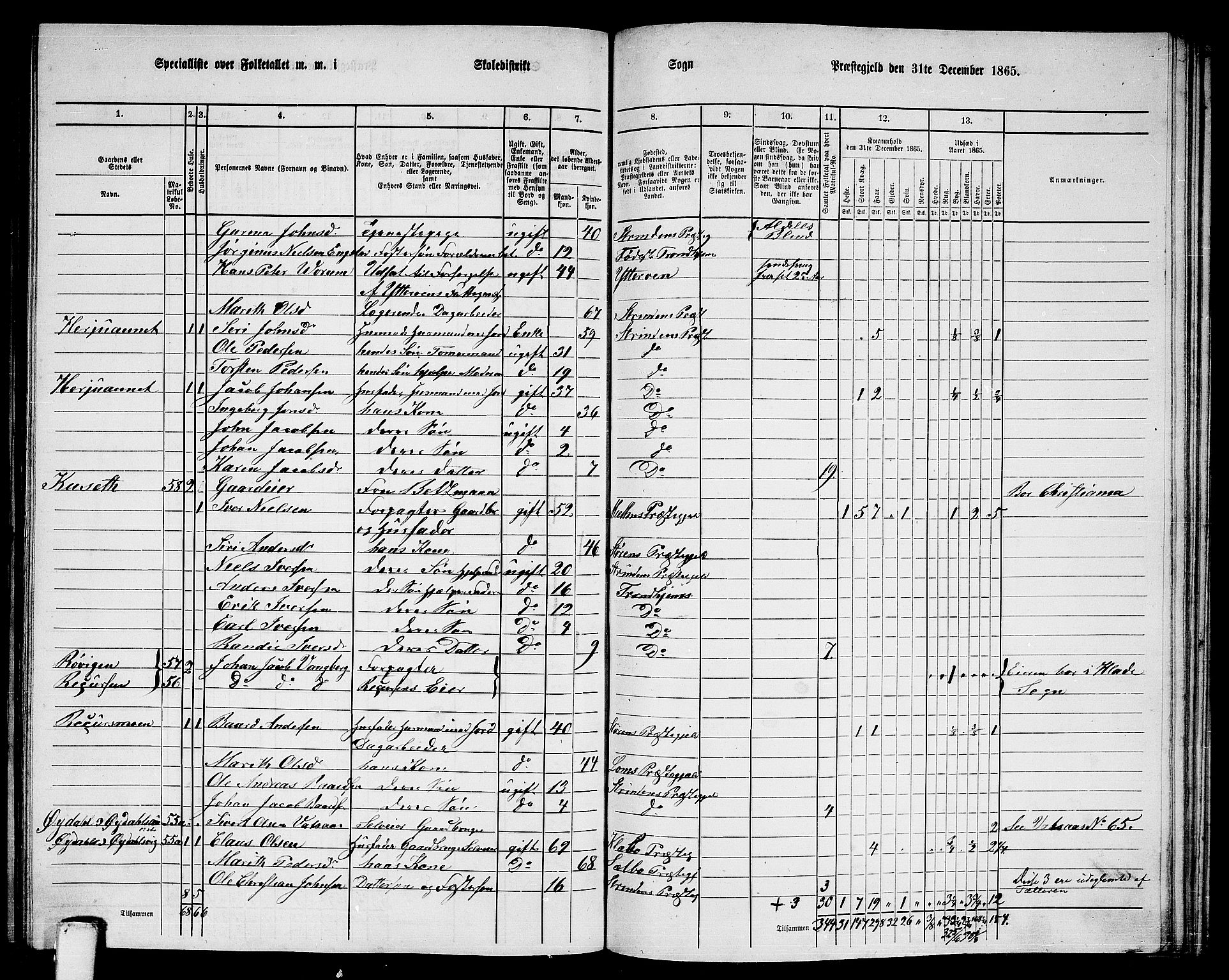 RA, 1865 census for Strinda, 1865, p. 222